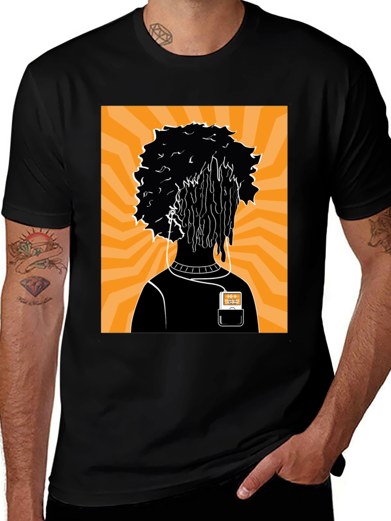 Variant 13 of Retro Music Lover Graphic Tee - Black Cotton Blend