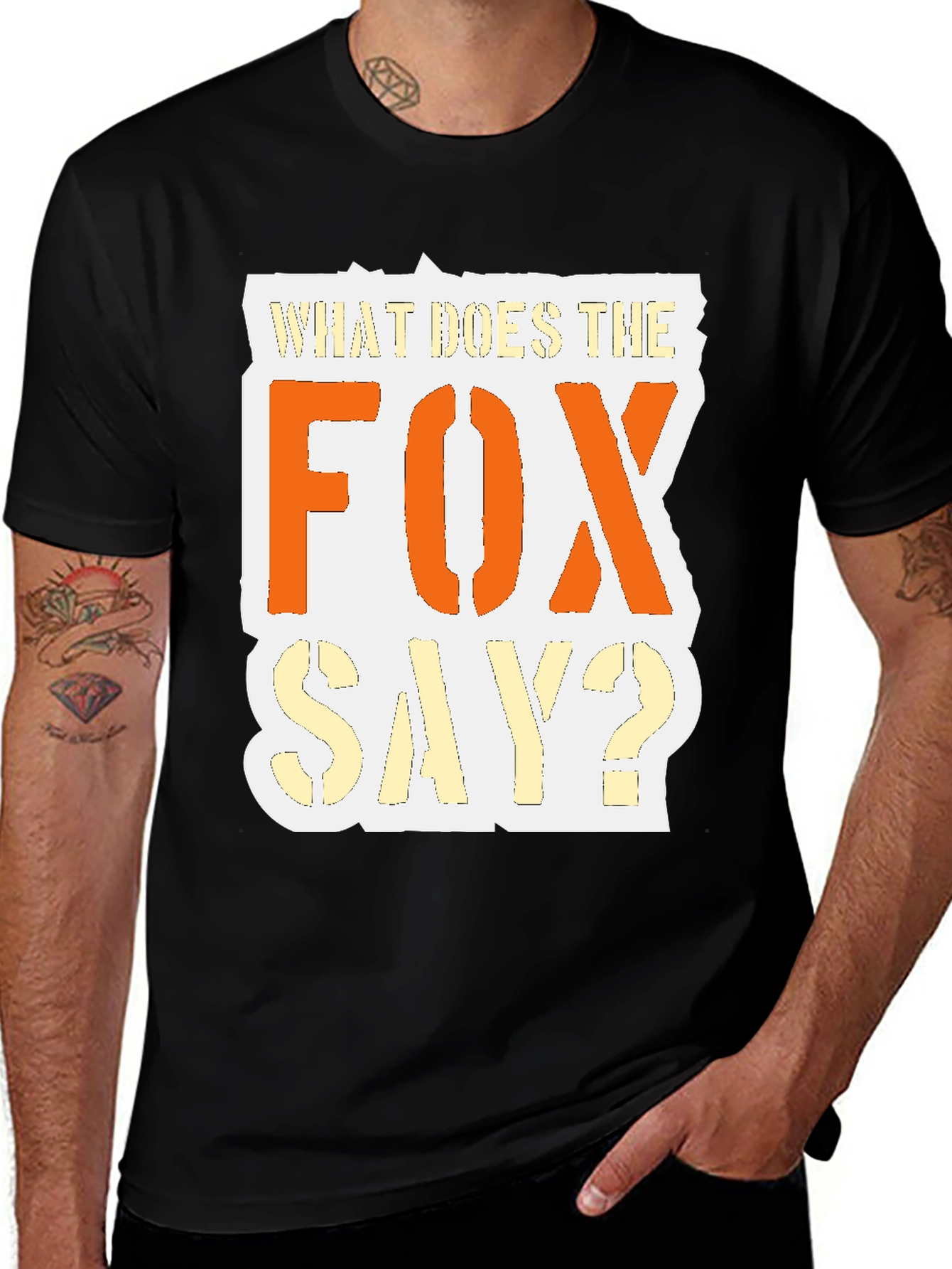 Variant 29 of What Does the Fox Say? Black Graphic T-Shirt