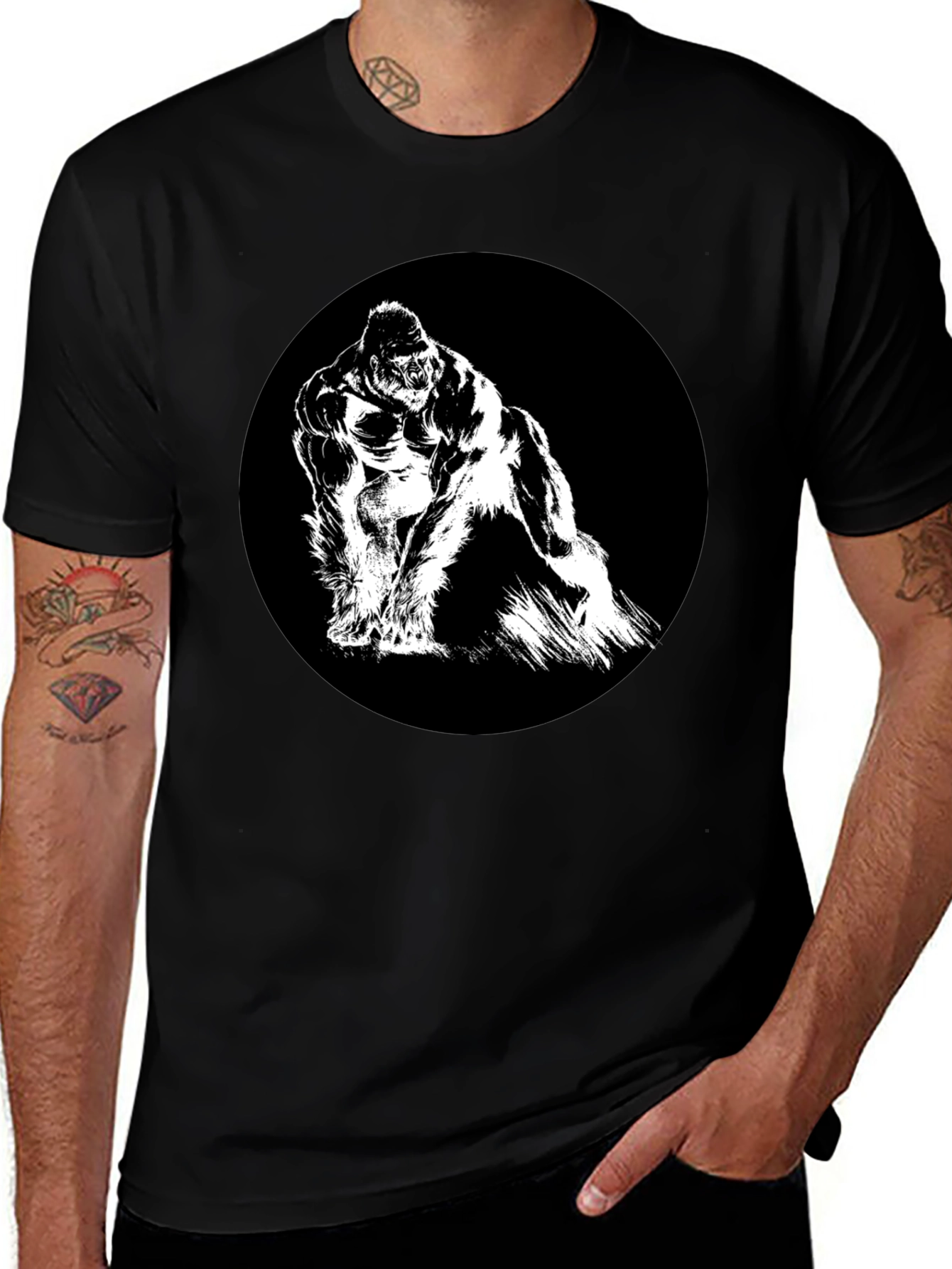 Variant 5 of Black Gorilla Graphic Tee - Bold Statement Shirt