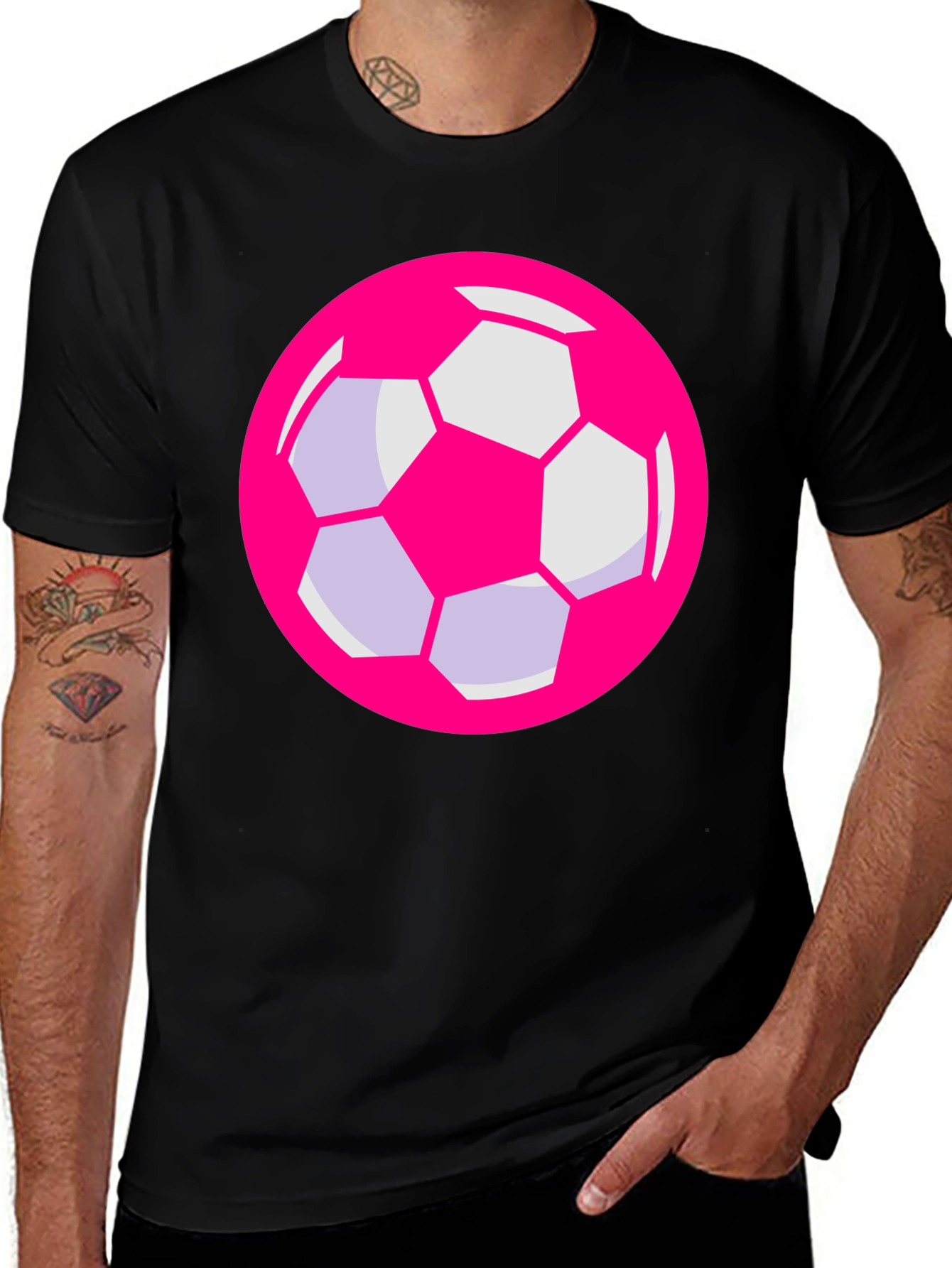 Pink Soccer Ball Graphic T-Shirt