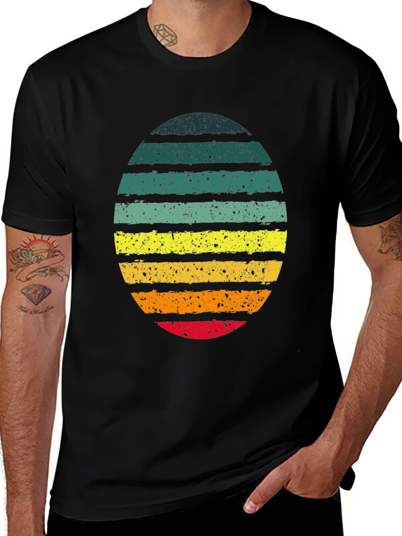 Variant 13 of Retro Striped Egg Graphic Tee