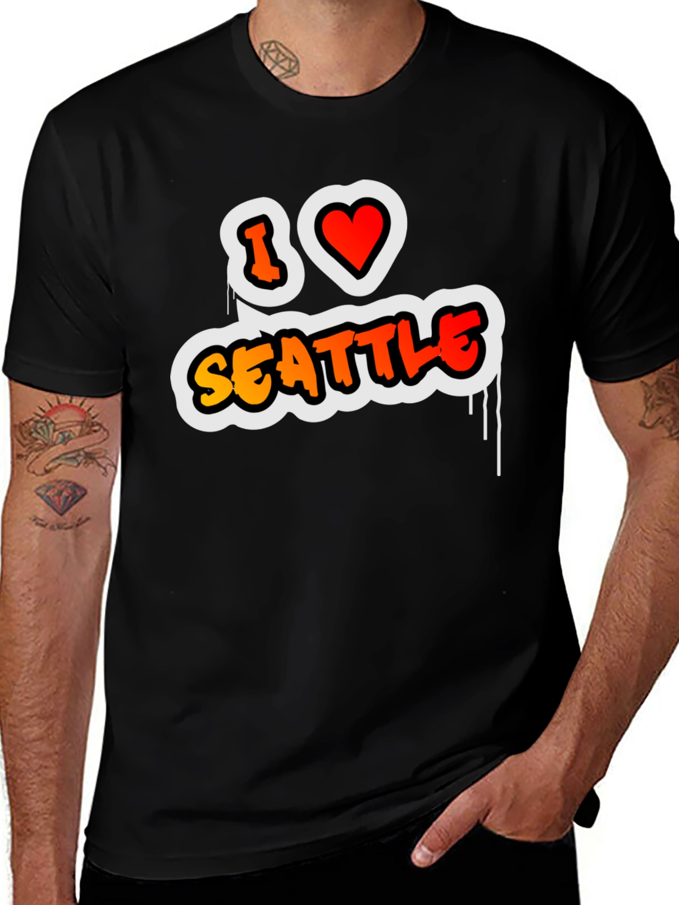 I Heart Seattle Graphic T-Shirt - Black Crew Neck Tee