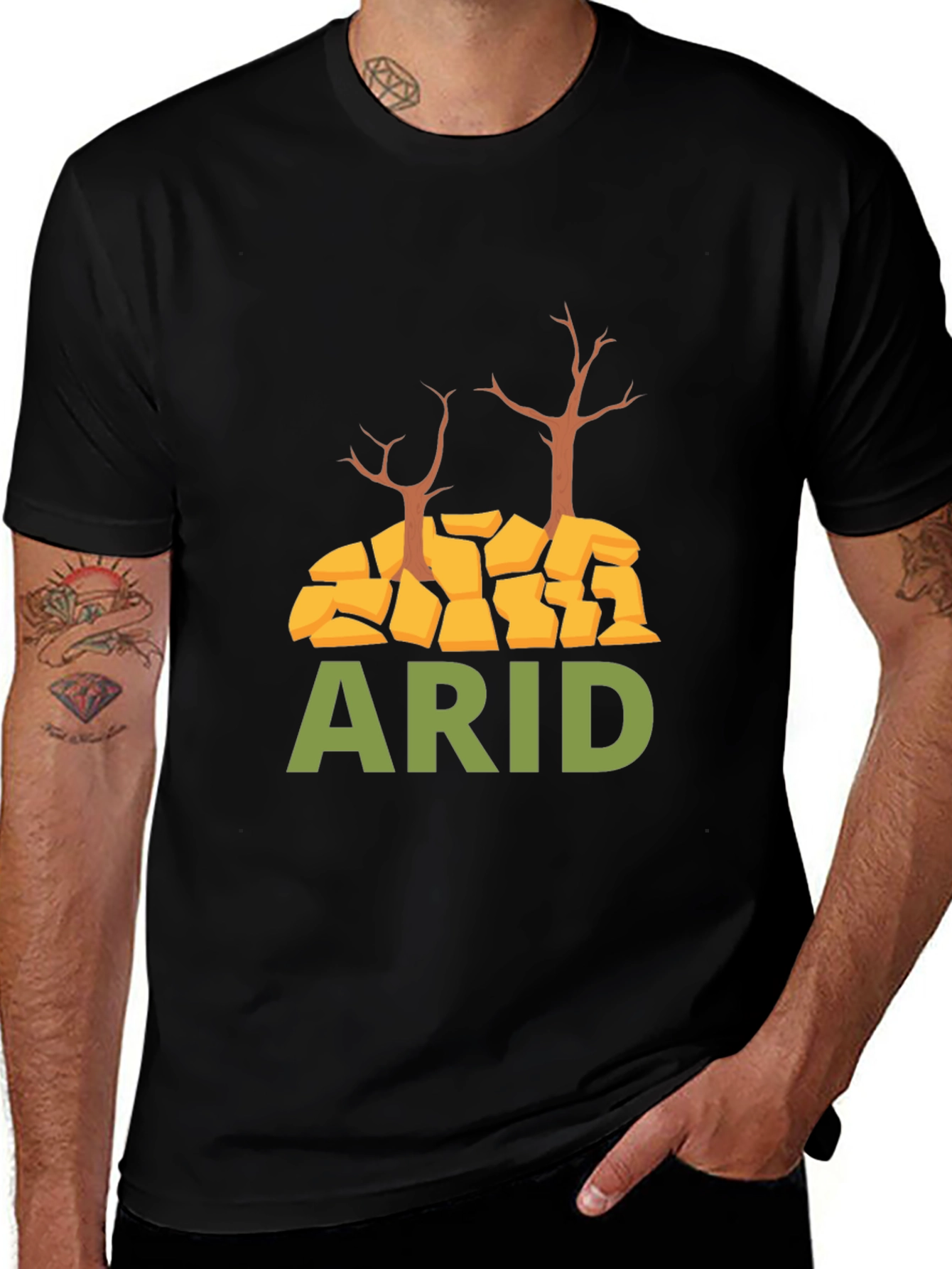 Variant 29 of Arid Landscape Graphic Tee - Black Cotton T-Shirt