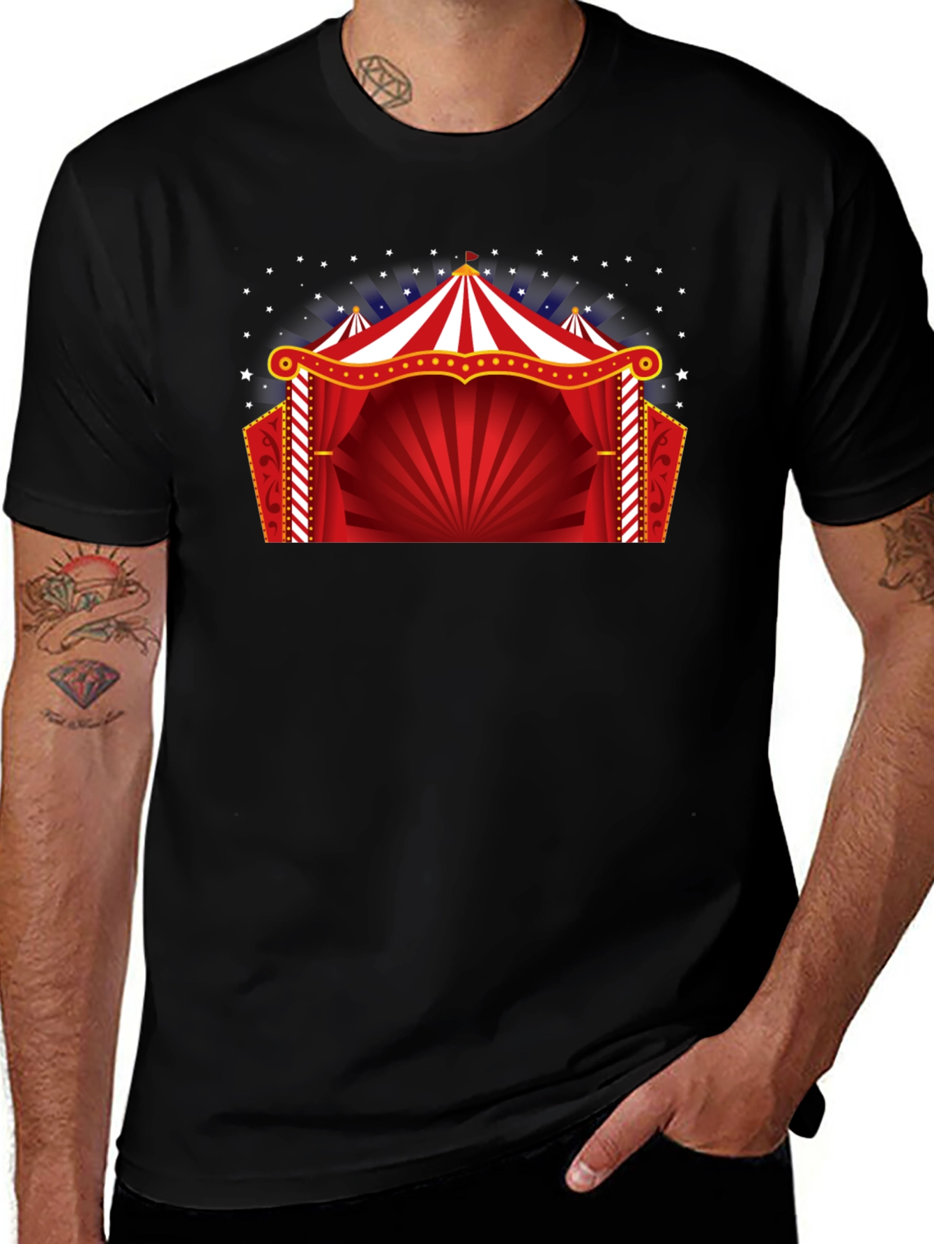 Variant 16 of Circus Tent Graphic Tee - Black Cotton T-Shirt