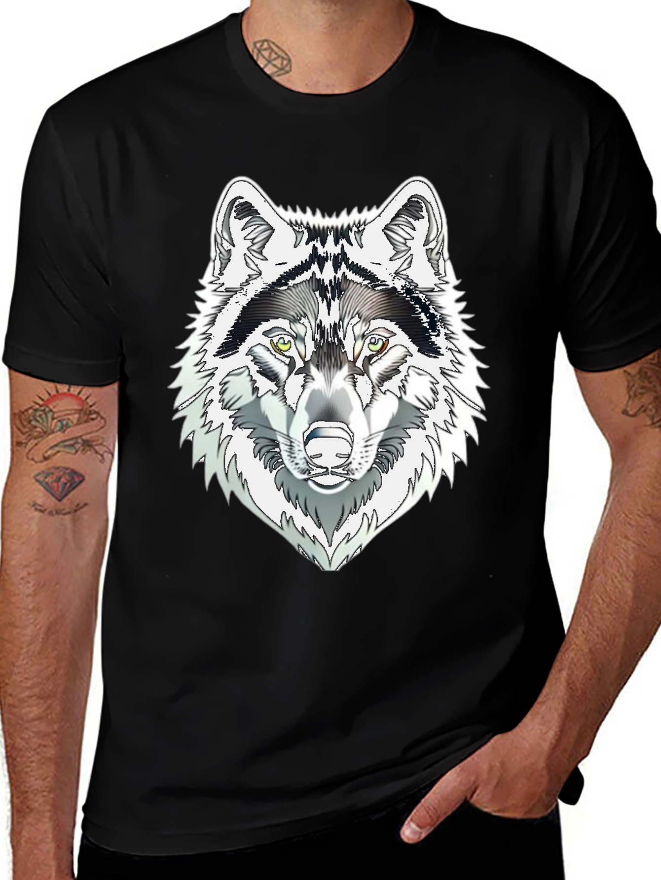 Variant 2 of Wolf Graphic Print T-Shirt - Black