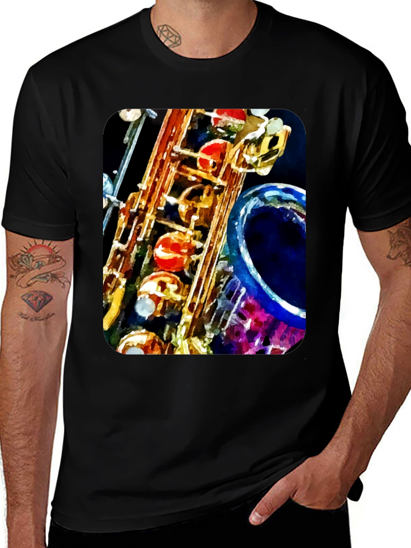 Variant 15 of Saxophone Art Print Black T-Shirt