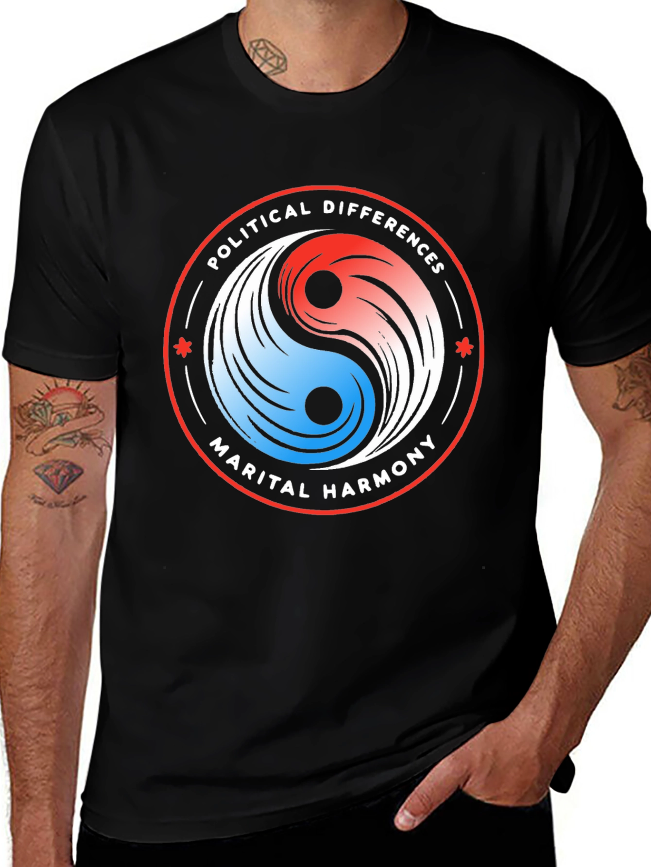 Variant 30 of Political Differences Marital Harmony Yin Yang Graphic Tee