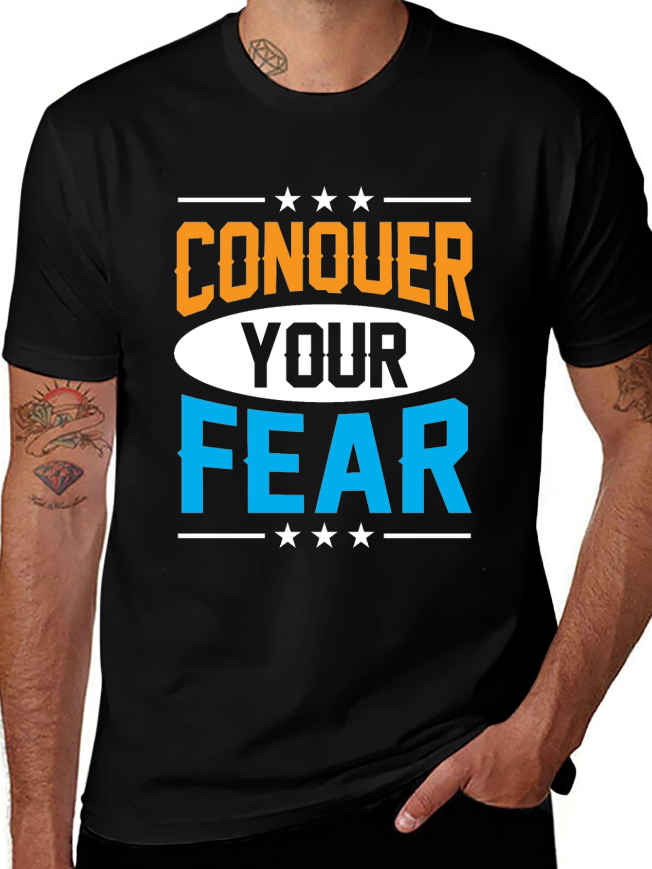 Variant 26 of Conquer Your Fear T-Shirt Motivational Graphic Tee