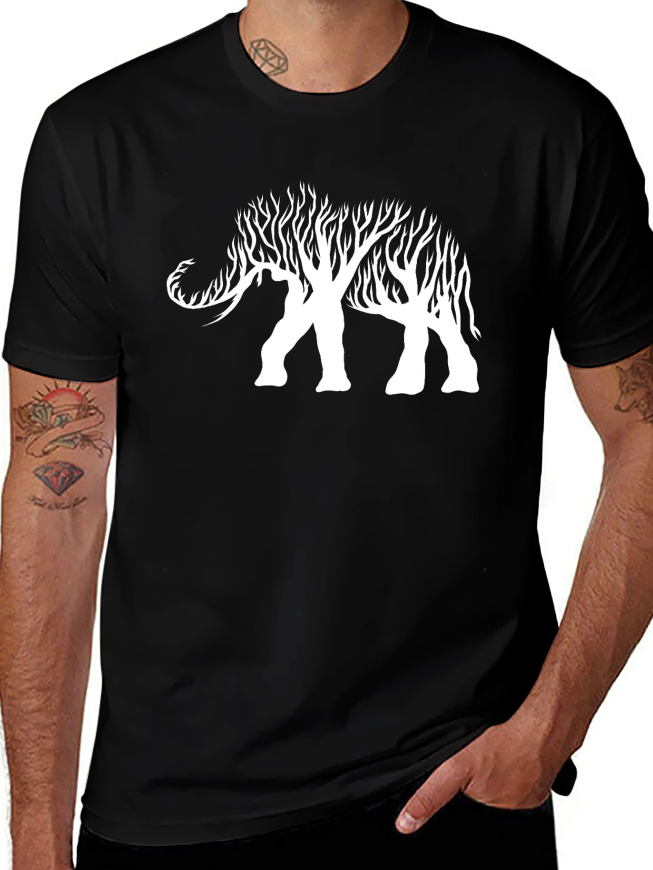 Variant 6 of Elephant Tree Graphic Tee - Black