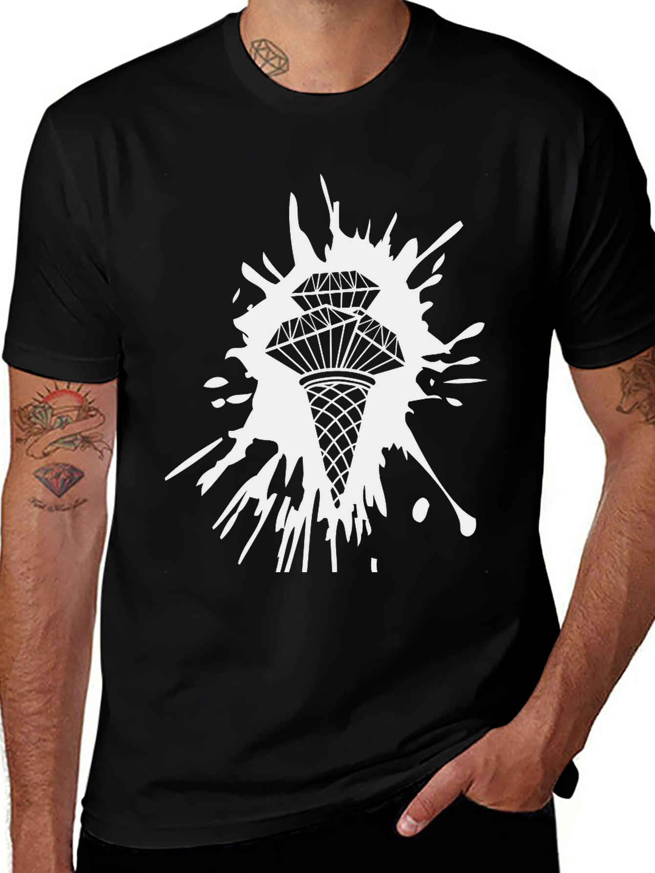 Diamond Ice Cream Graphic Tee - Black