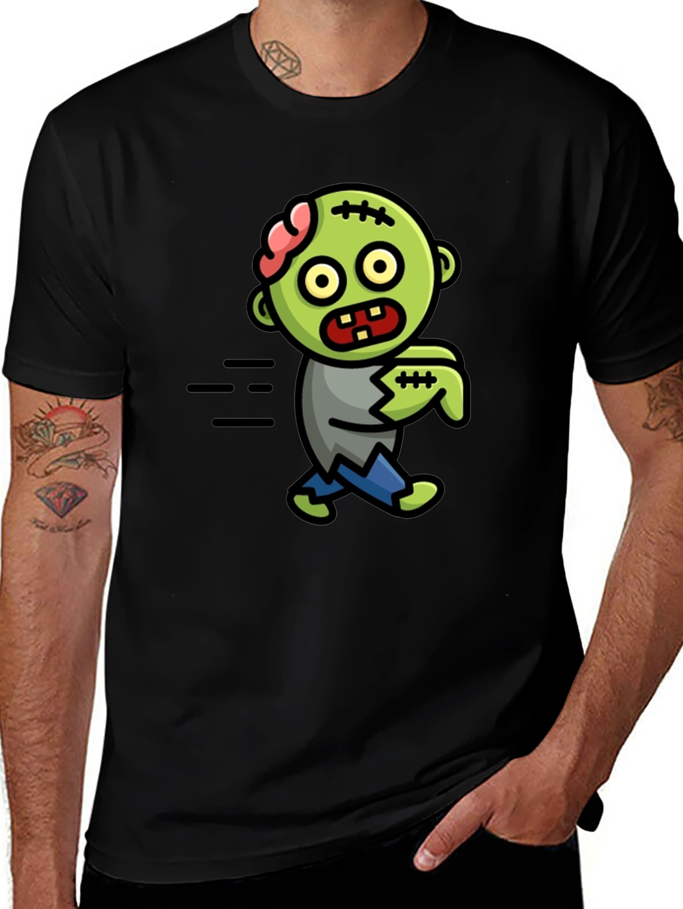 Variant 4 of Zombie Cartoon Black T-Shirt