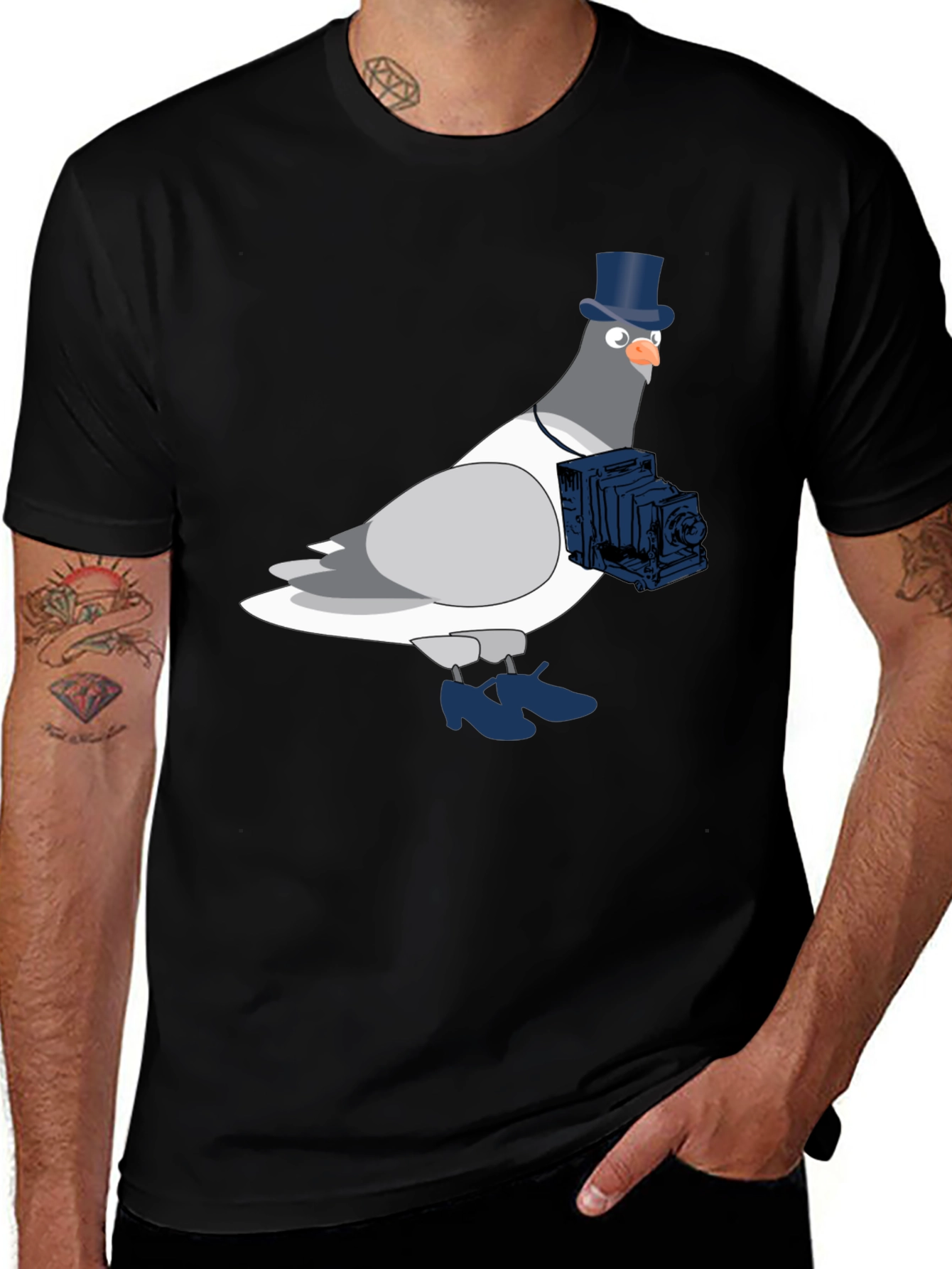 Variant 14 of Pigeon Photographer Graphic T-Shirt - Black