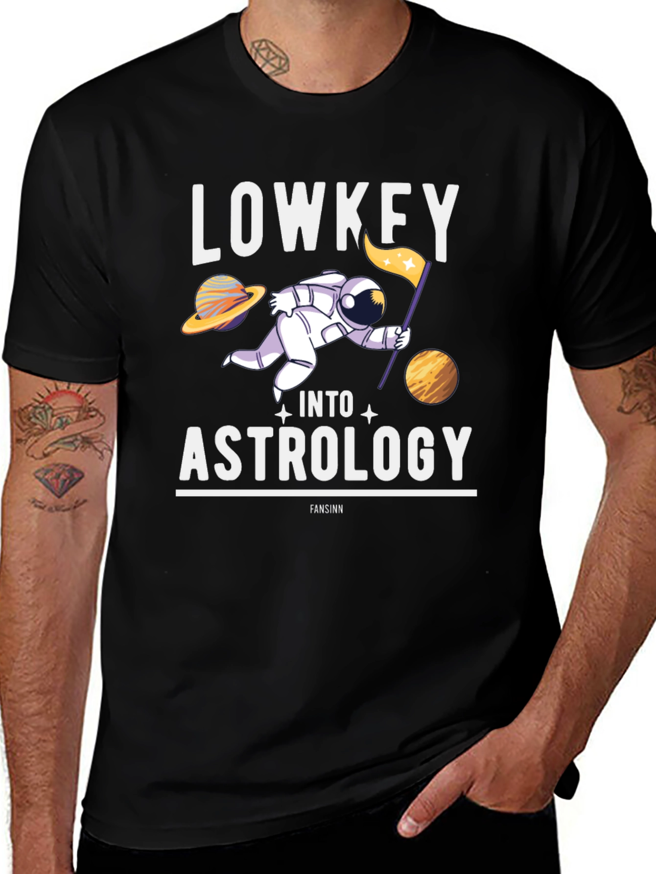 Variant 12 of Lowkey Into Astrology T-Shirt - Space Humor Tee
