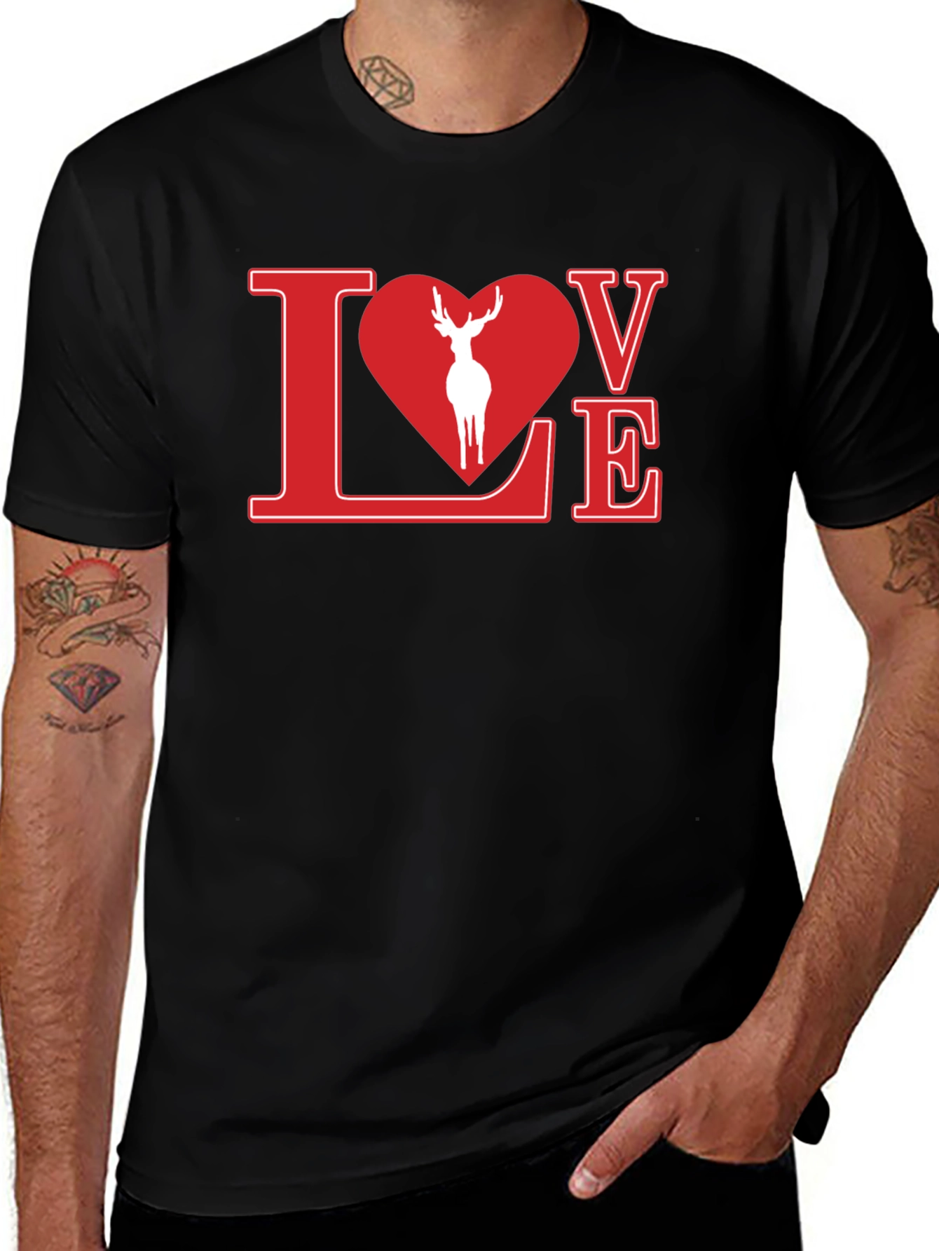 Love Deer Graphic Tee - Stylish Black Shirt