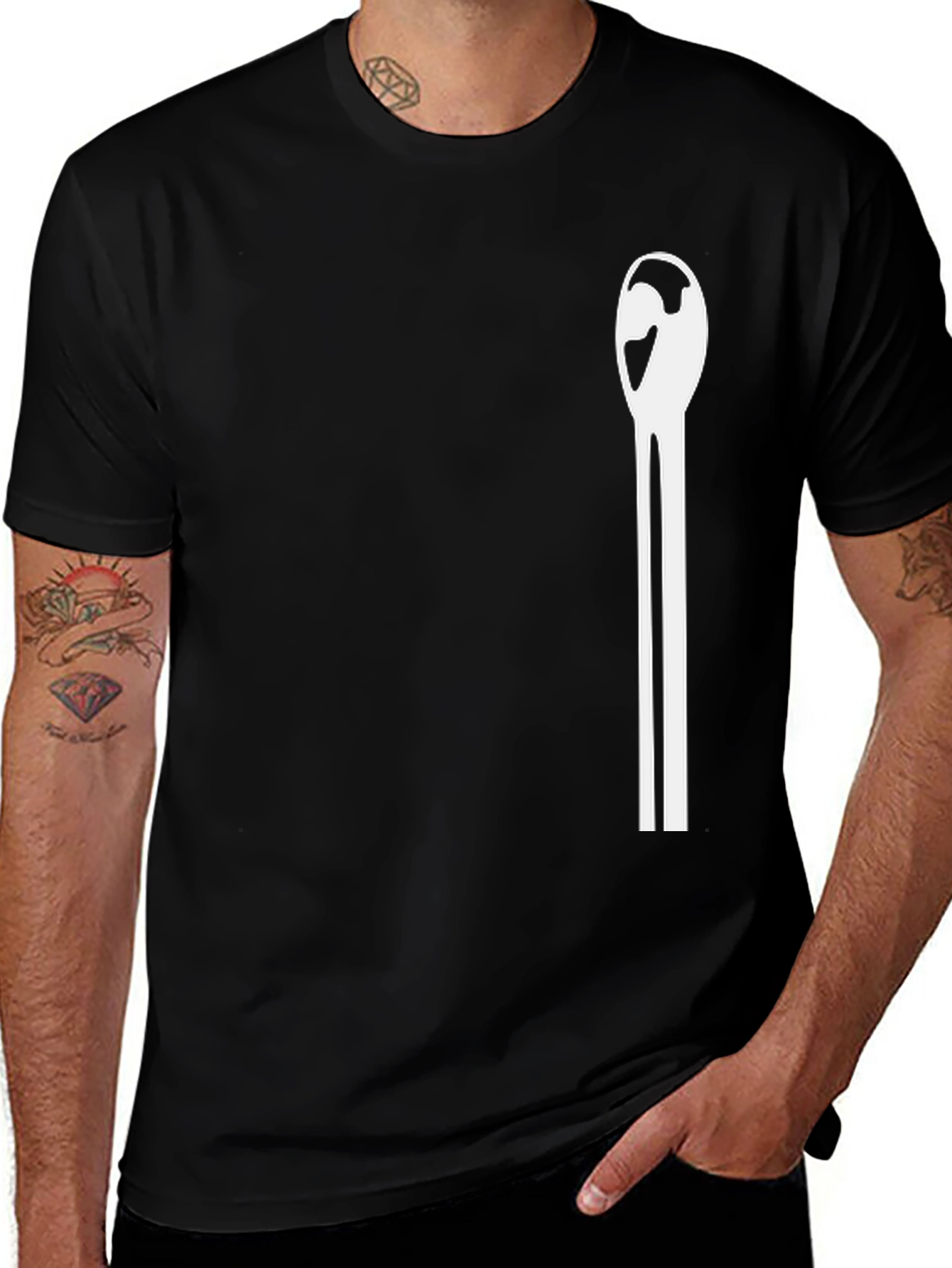 Variant 18 of Minimalist Graphic Tee - Black Cotton Blend T-Shirt