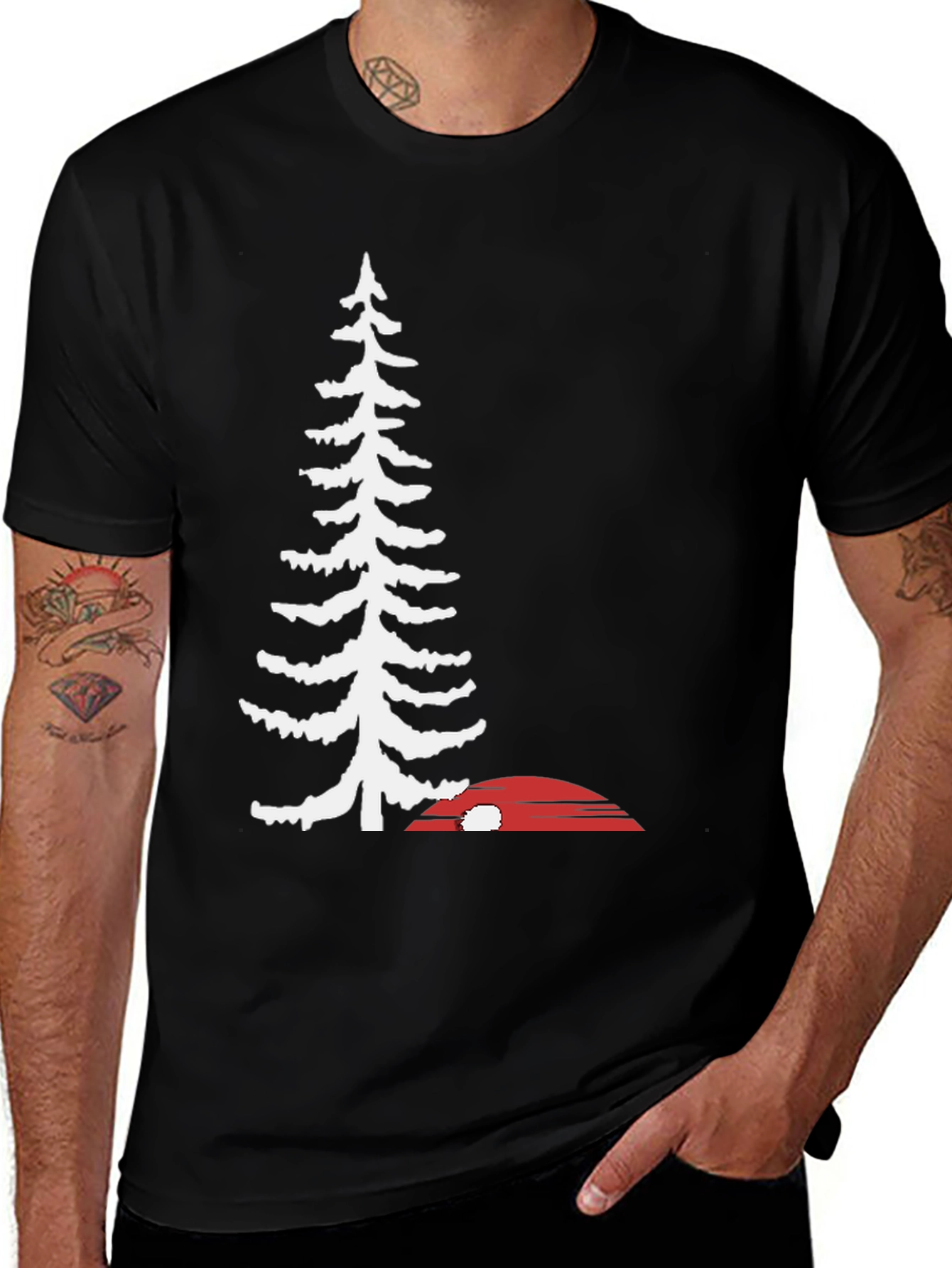 Variant 21 of Pine Tree Graphic Tee - Black Casual T-Shirt