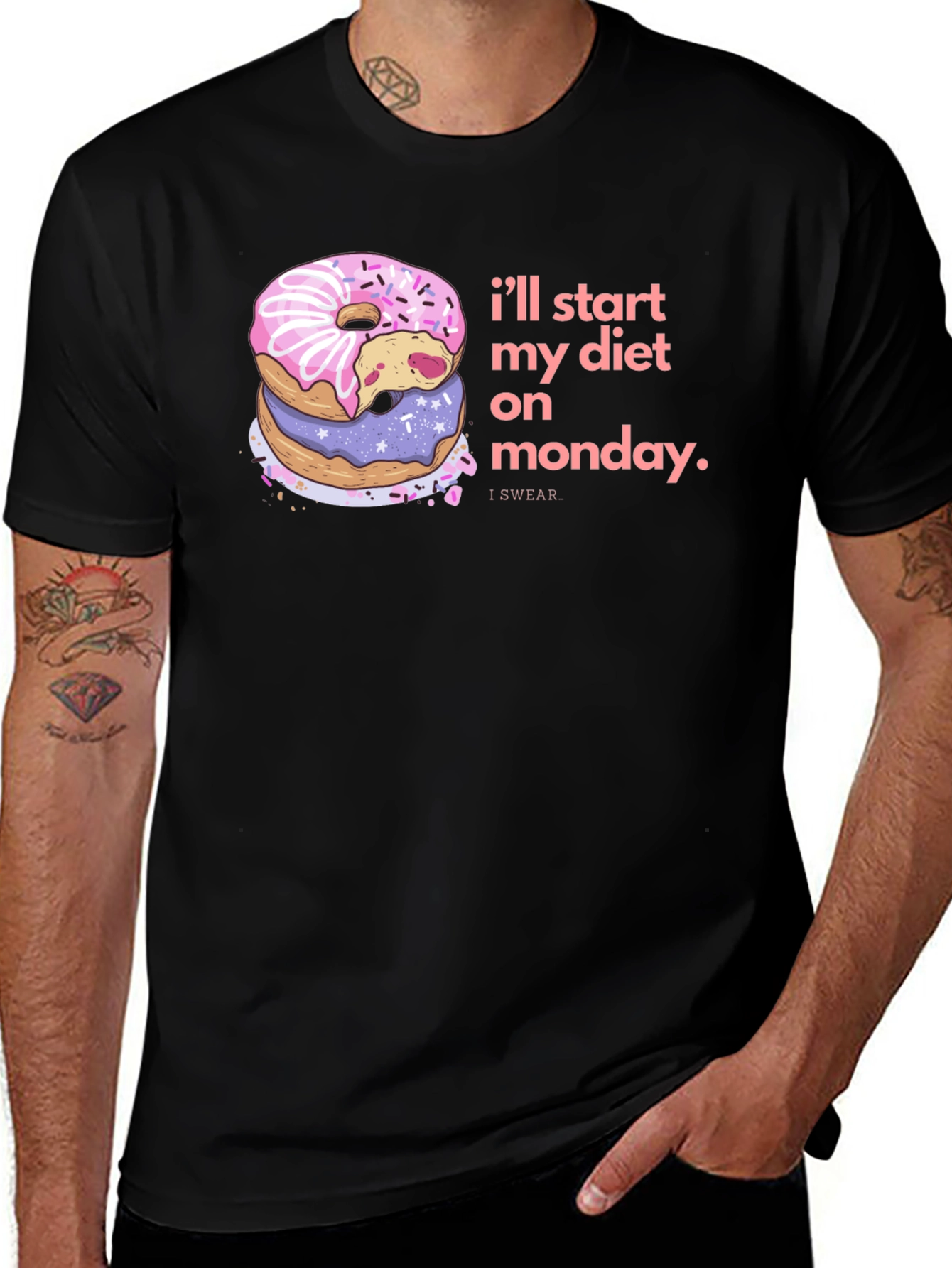 Variant 30 of Diet Starts Monday Donut Graphic T-Shirt