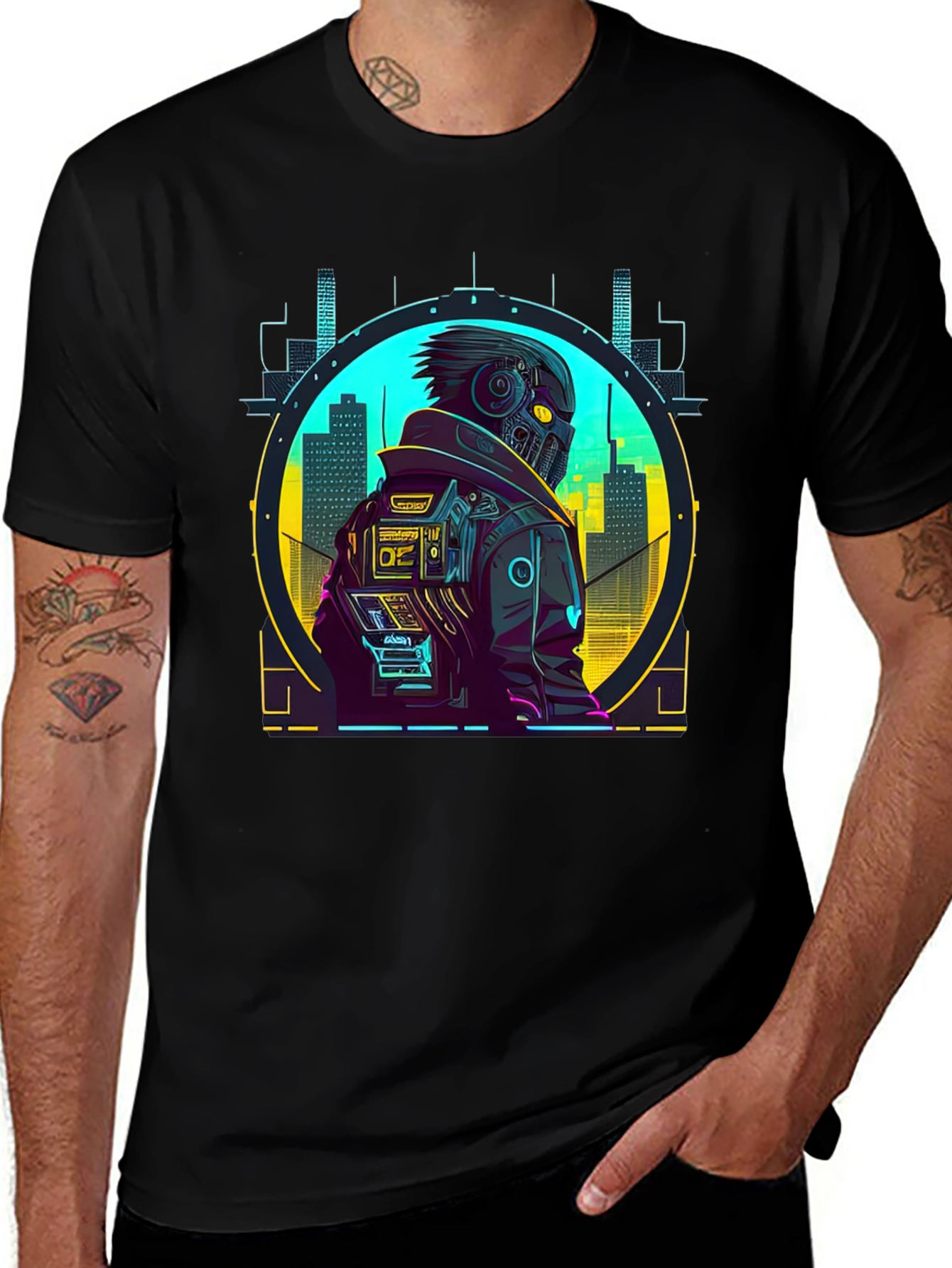 Cyberpunk Character Graphic T-Shirt