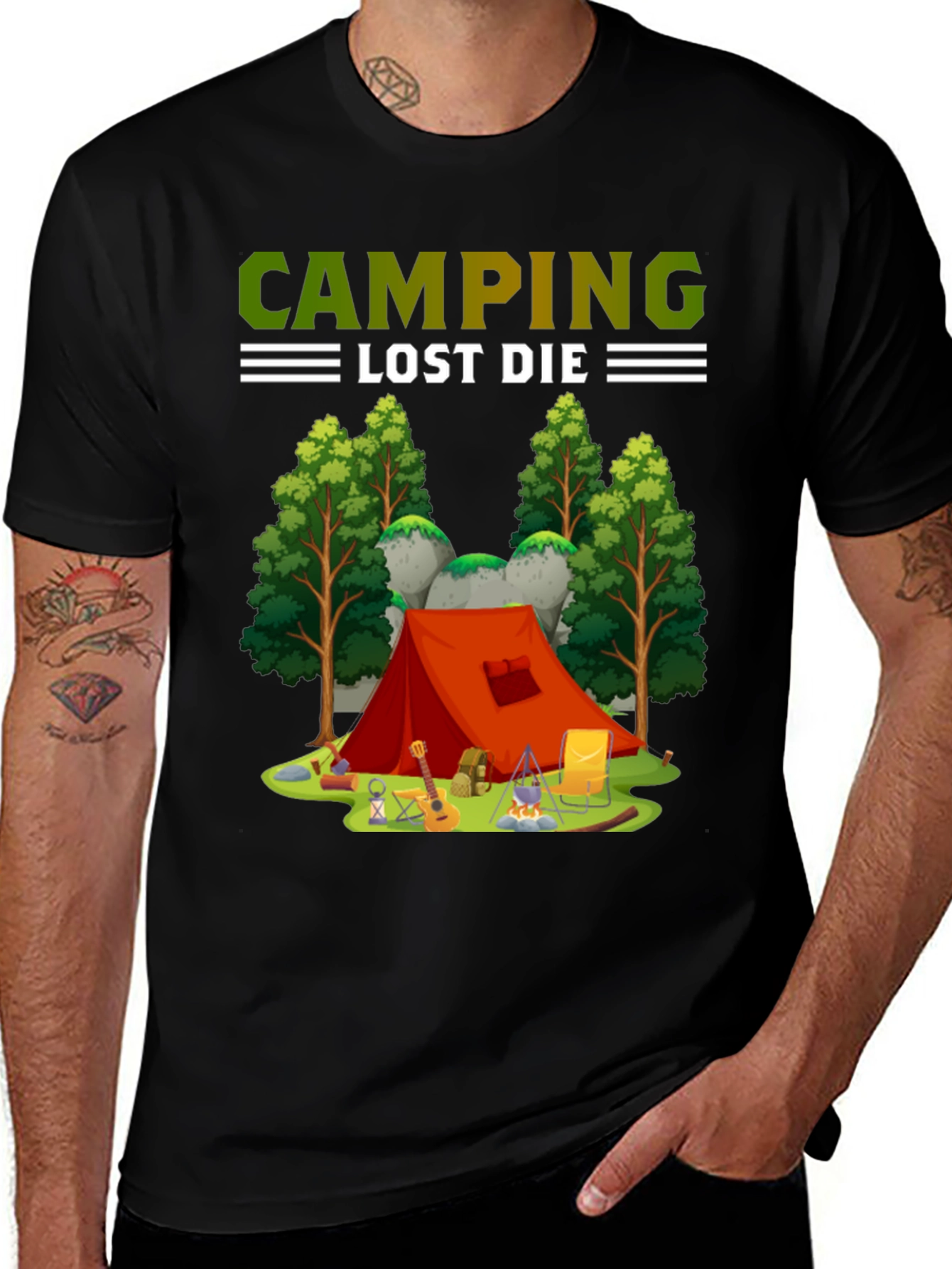 Variant 12 of Camping T-Shirt, Tent and Campfire Design