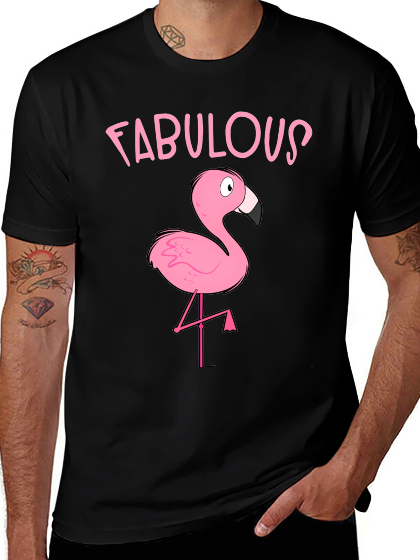 Variant 13 of Fabulous Flamingo Graphic T-Shirt - Black