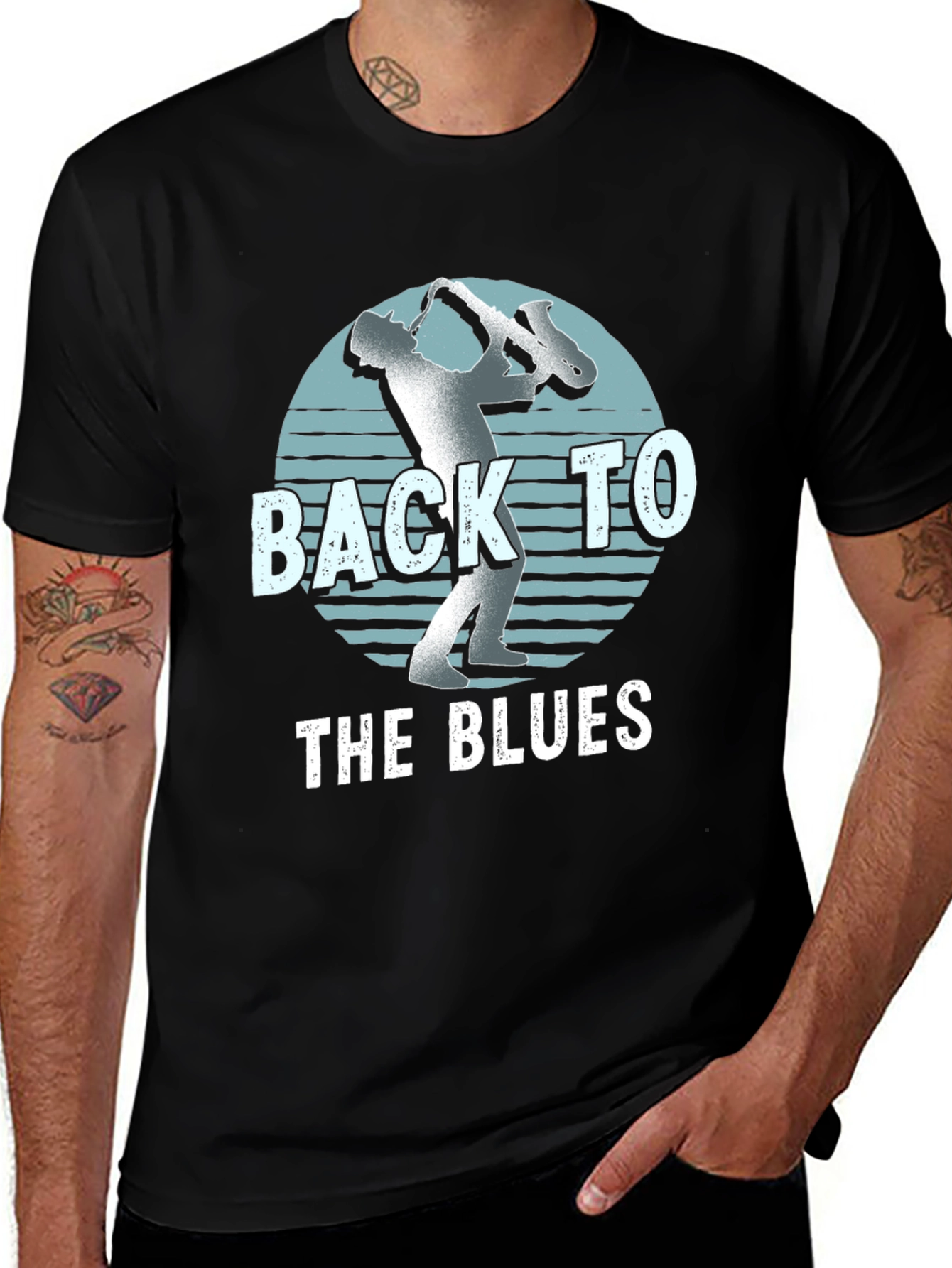 Variant 10 of Back to the Blues Saxophone T-Shirt
