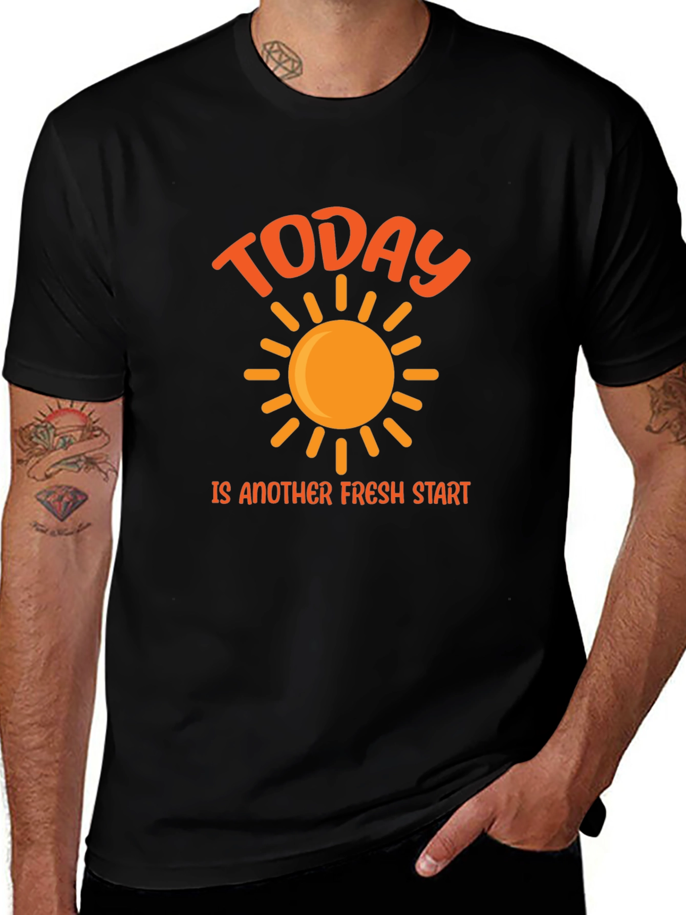 Variant 5 of Fresh Start Graphic Tee - Motivational Black T-Shirt