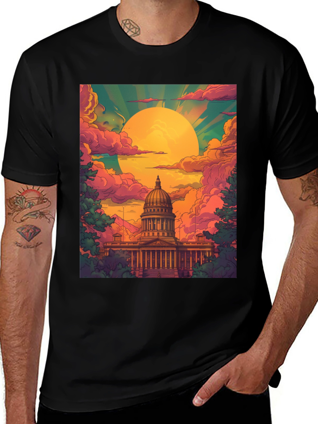 Variant 11 of Capitol Building Graphic Tee - Retro Style