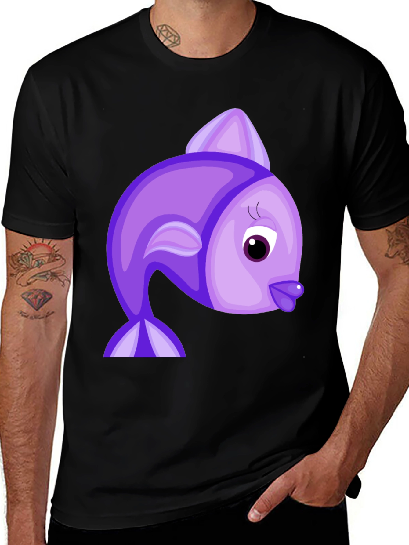 Variant 17 of Purple Cartoon Fish Graphic Tee