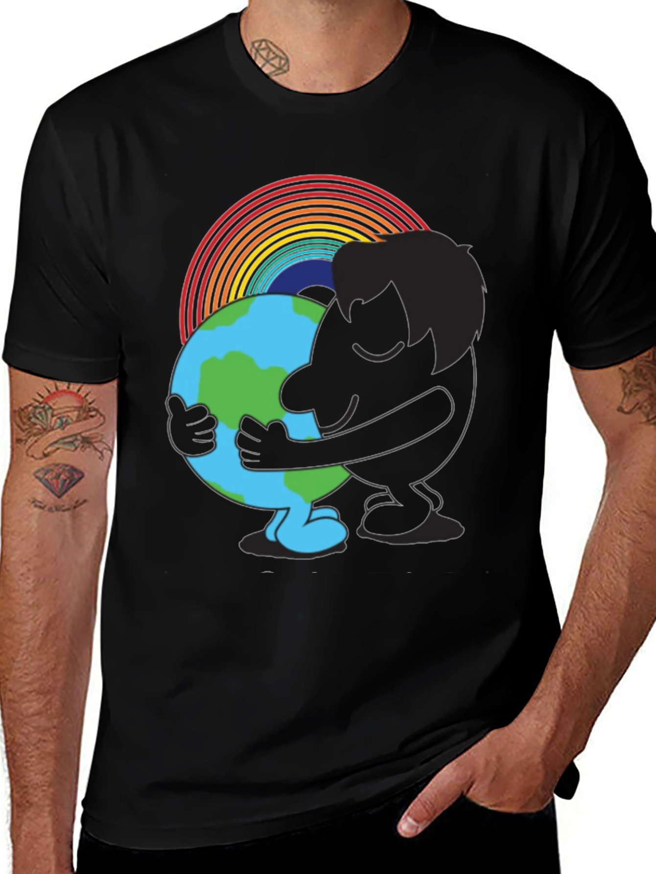 Variant 24 of Earth Hug T-Shirt - Rainbow Peace Graphic Tee