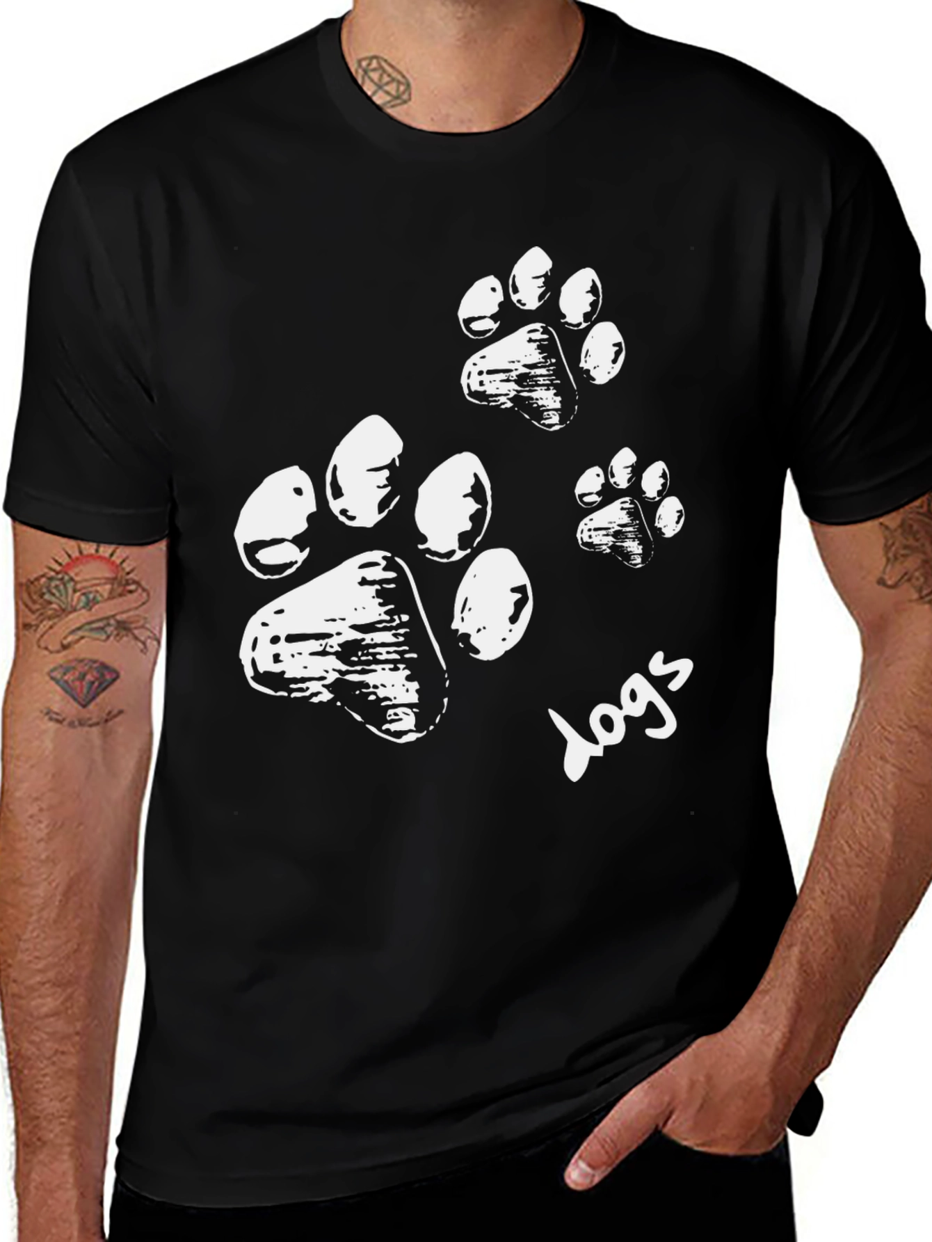 Variant 25 of Paw Print Dogs T-Shirt - Black