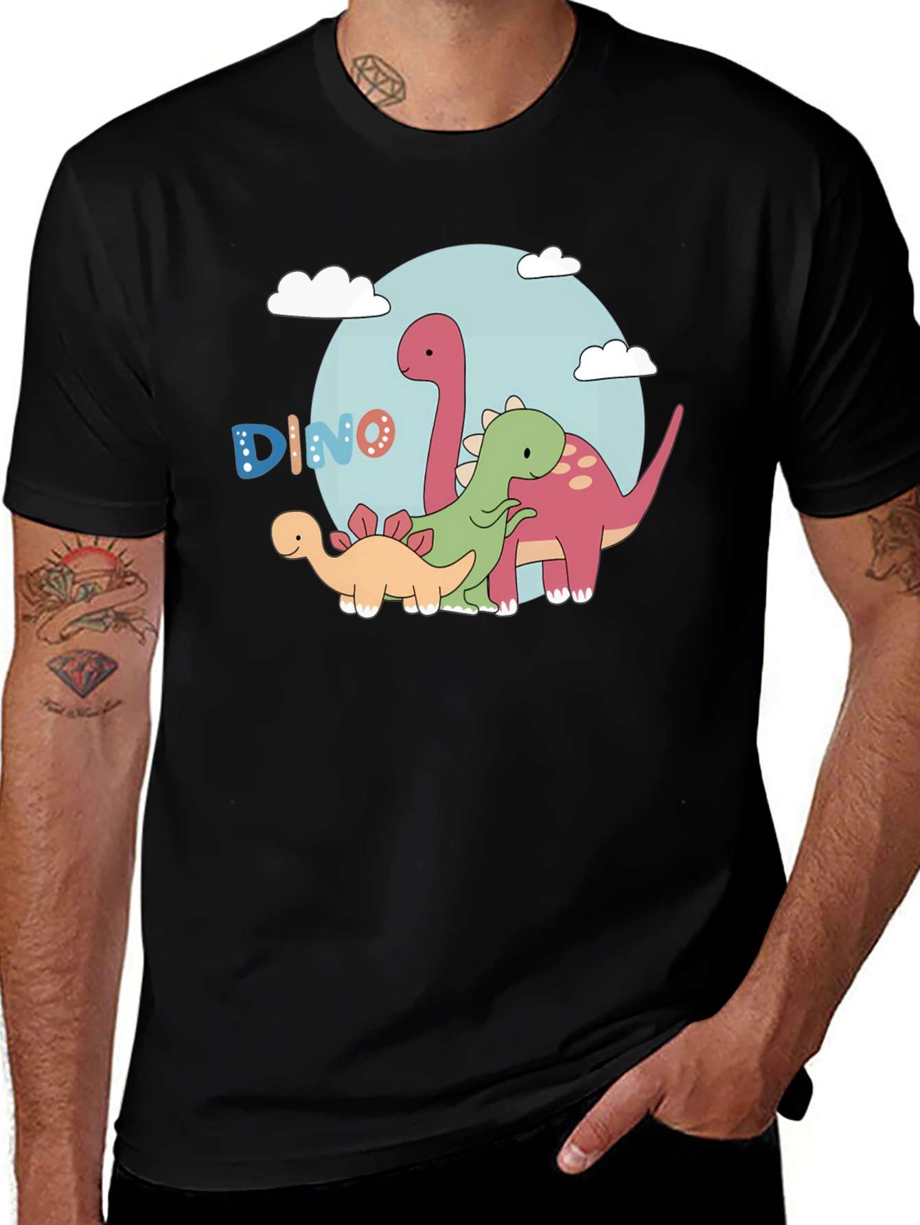 Black Dino T-Shirt - Cartoon Dinosaur Graphic Tee main image