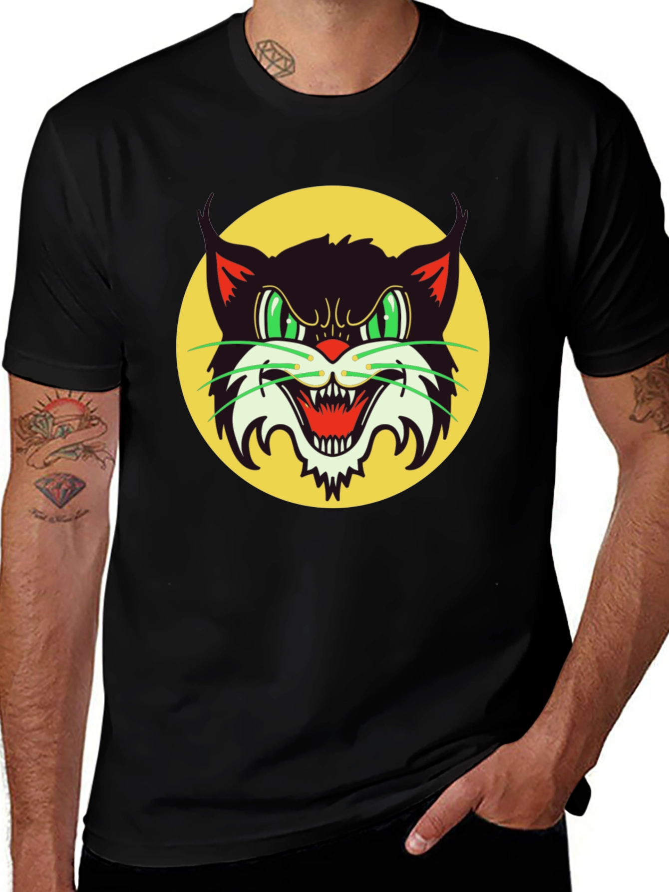 Variant 3 of Retro Halloween Black Cat T-Shirt