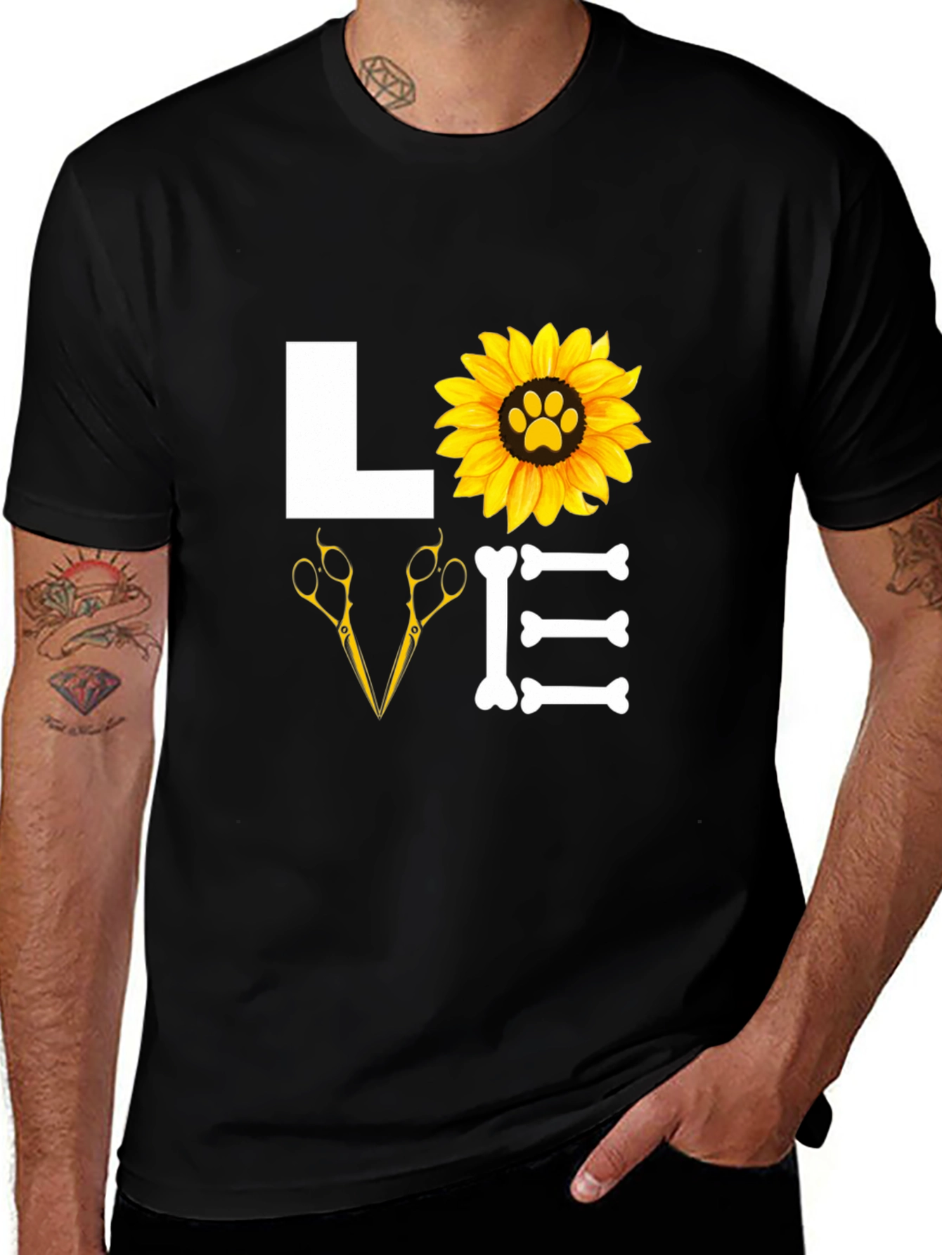 Love Paw Print Sunflower Graphic Tee