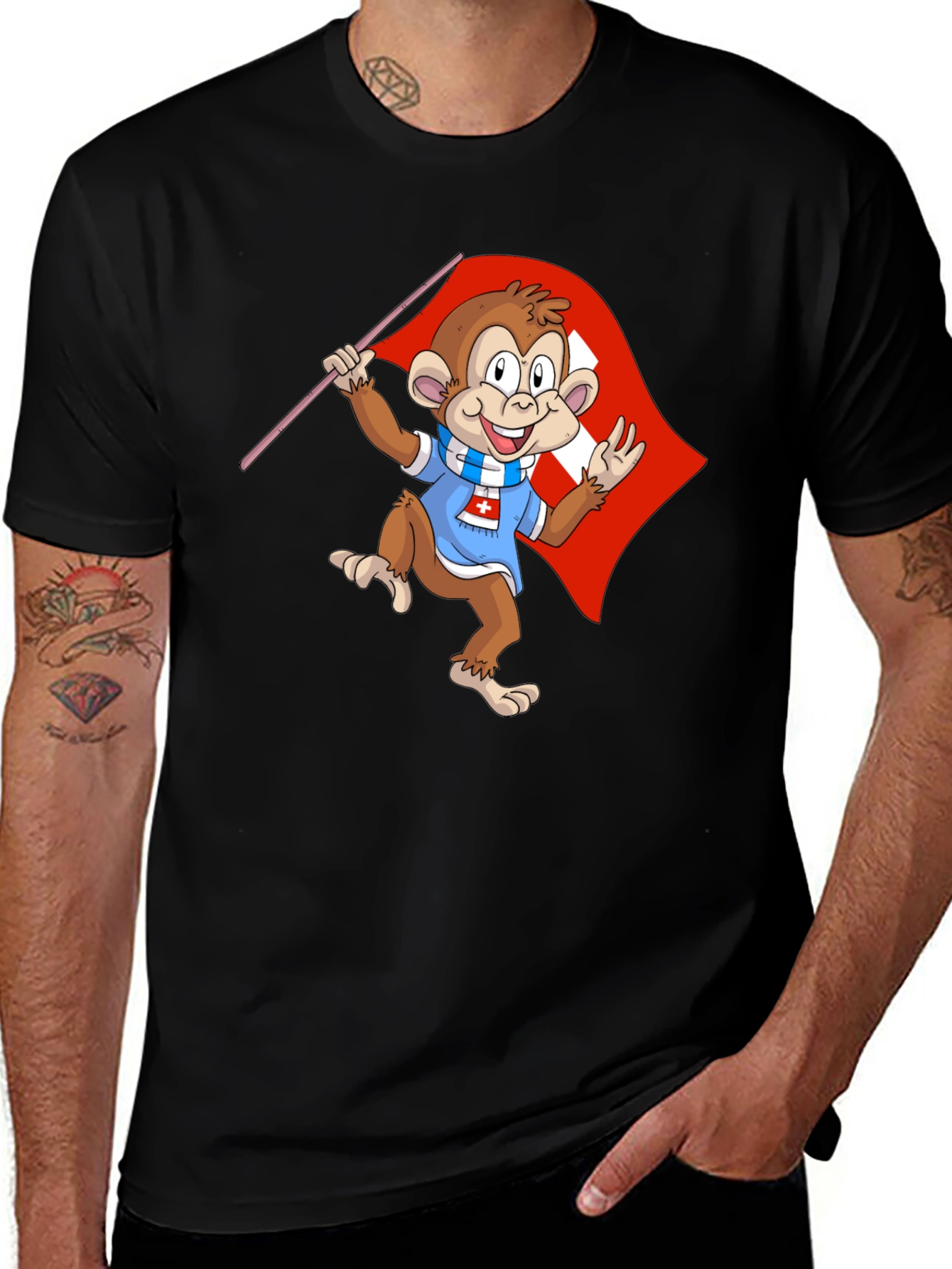Variant 24 of Swiss Monkey Cartoon Graphic T-Shirt