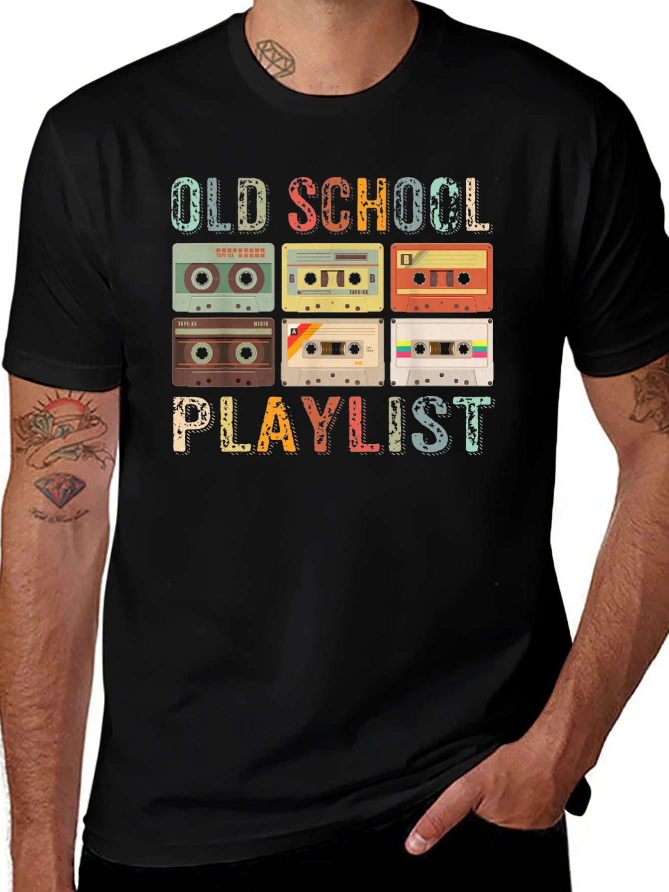 Old School Playlist Cassette Tape Graphic Tee