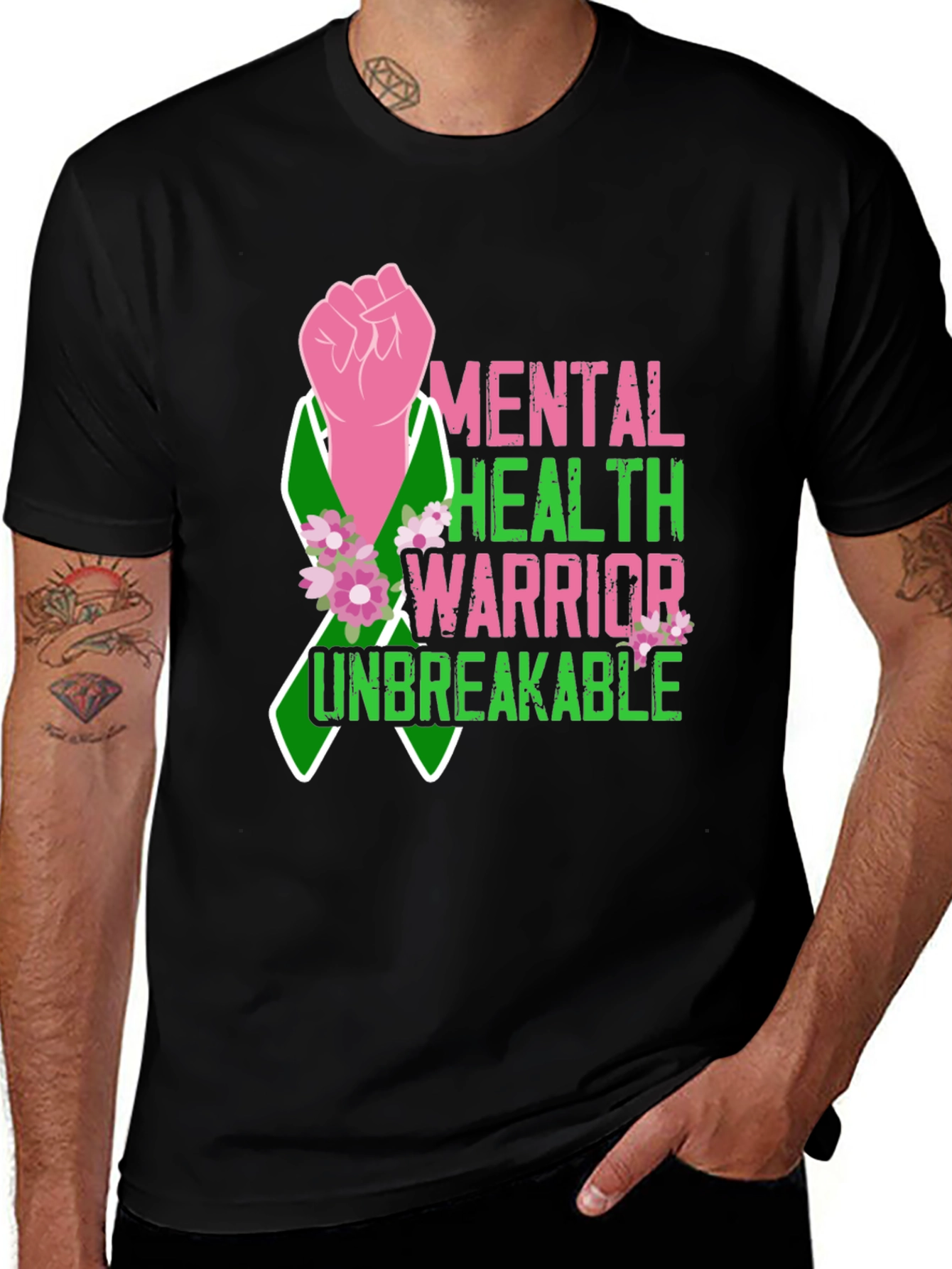 Variant 4 of Mental Health Warrior T-Shirt - Unbreakable Strength