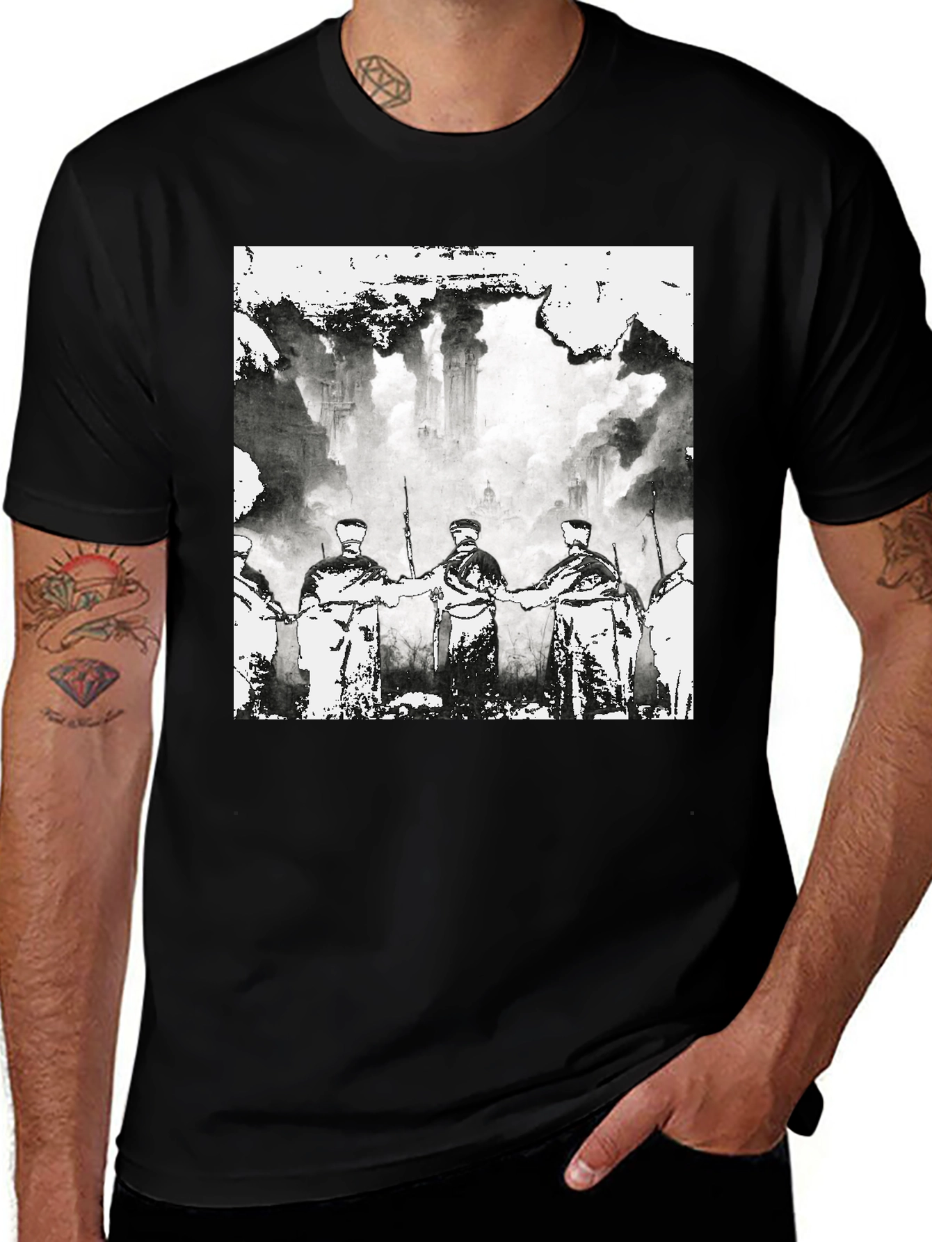 Black Vintage Style Graphic Tee - Black main image