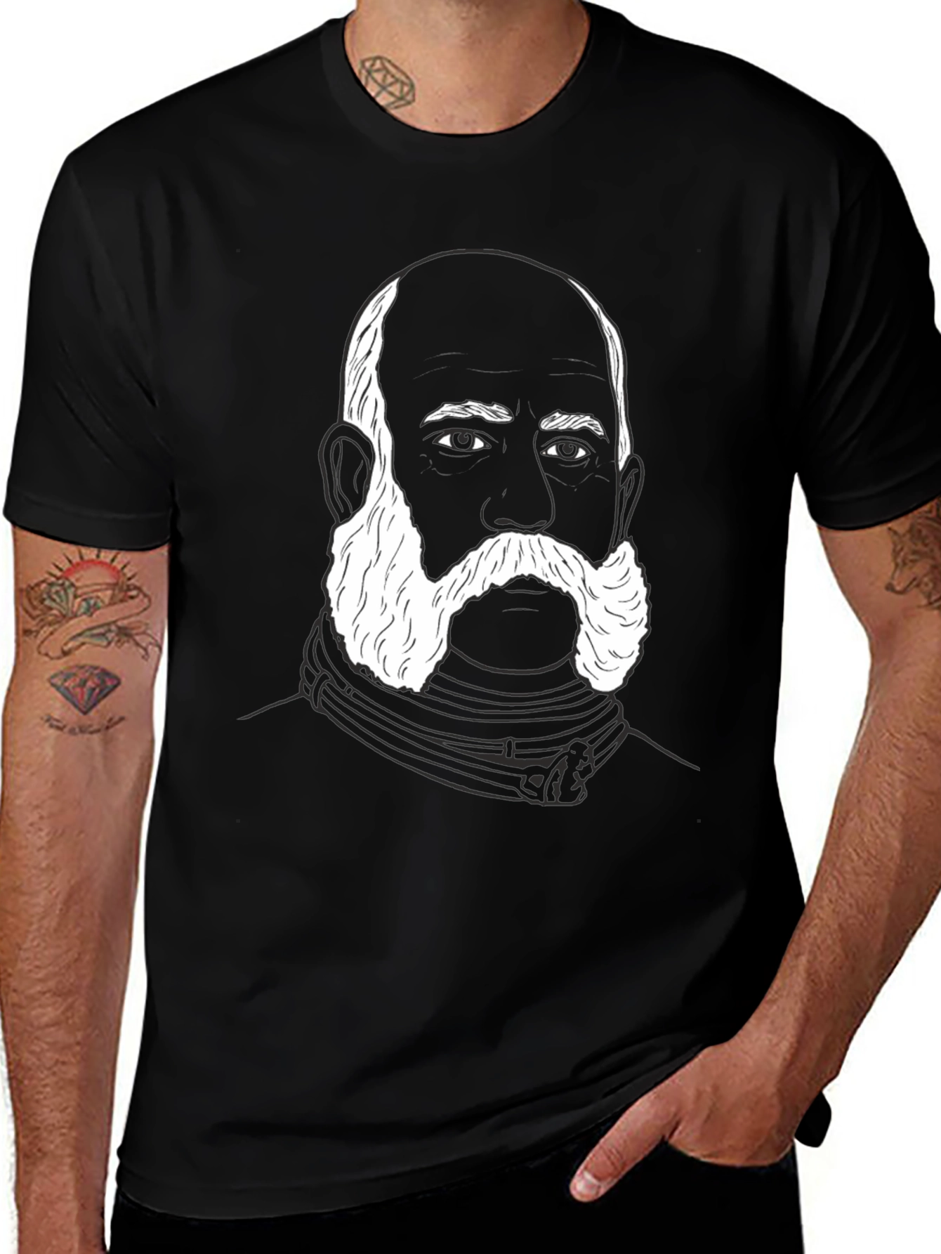 Variant 13 of Bearded Man Graphic T-Shirt - Black