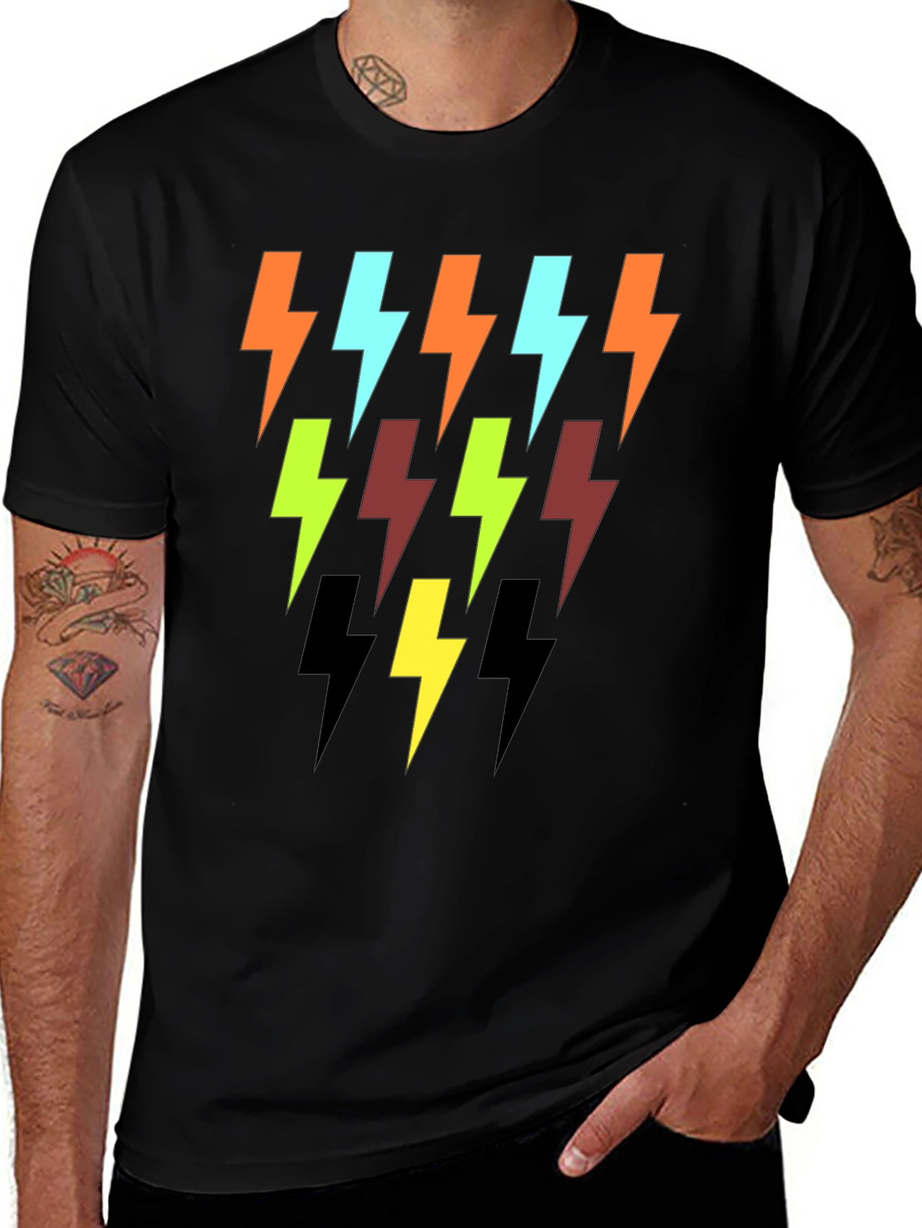 Variant 14 of Lightning Bolt Graphic Tee - Stylish Black T-Shirt