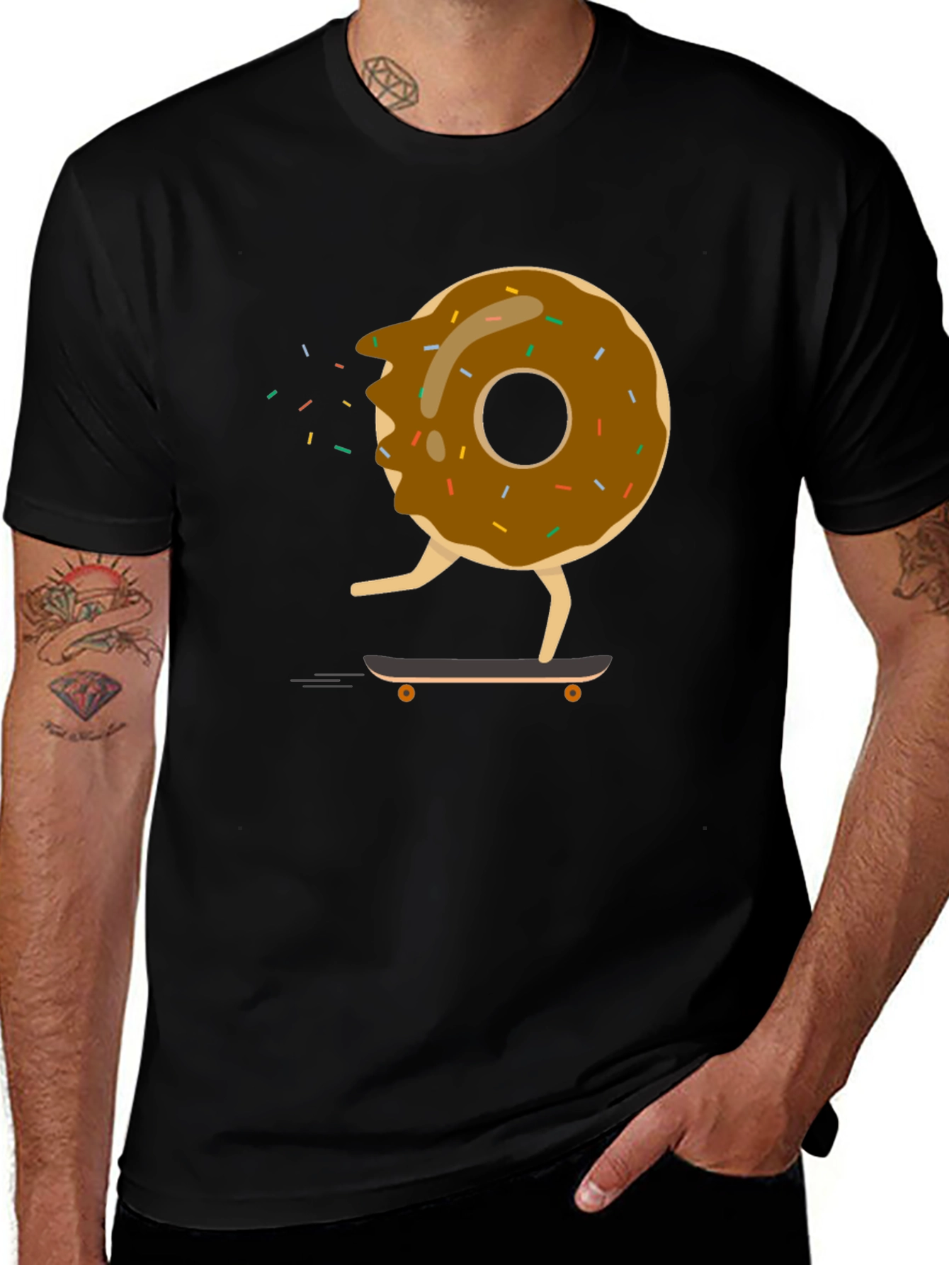Variant 27 of Skateboarding Donut Graphic Tee - Fun & Unique!