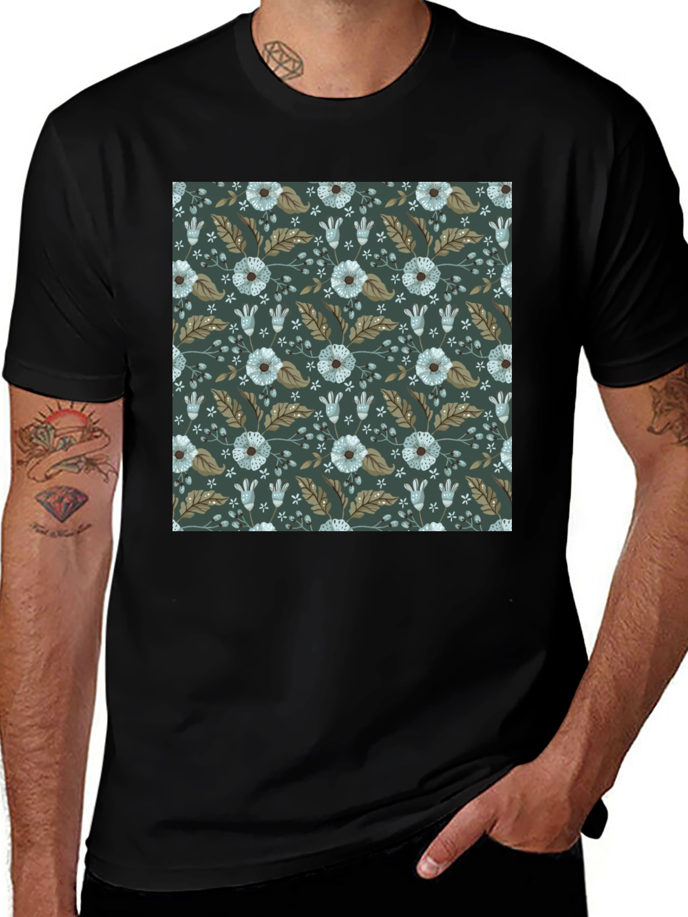 Variant 13 of Floral Pattern T-Shirt - Stylish Men's Tee
