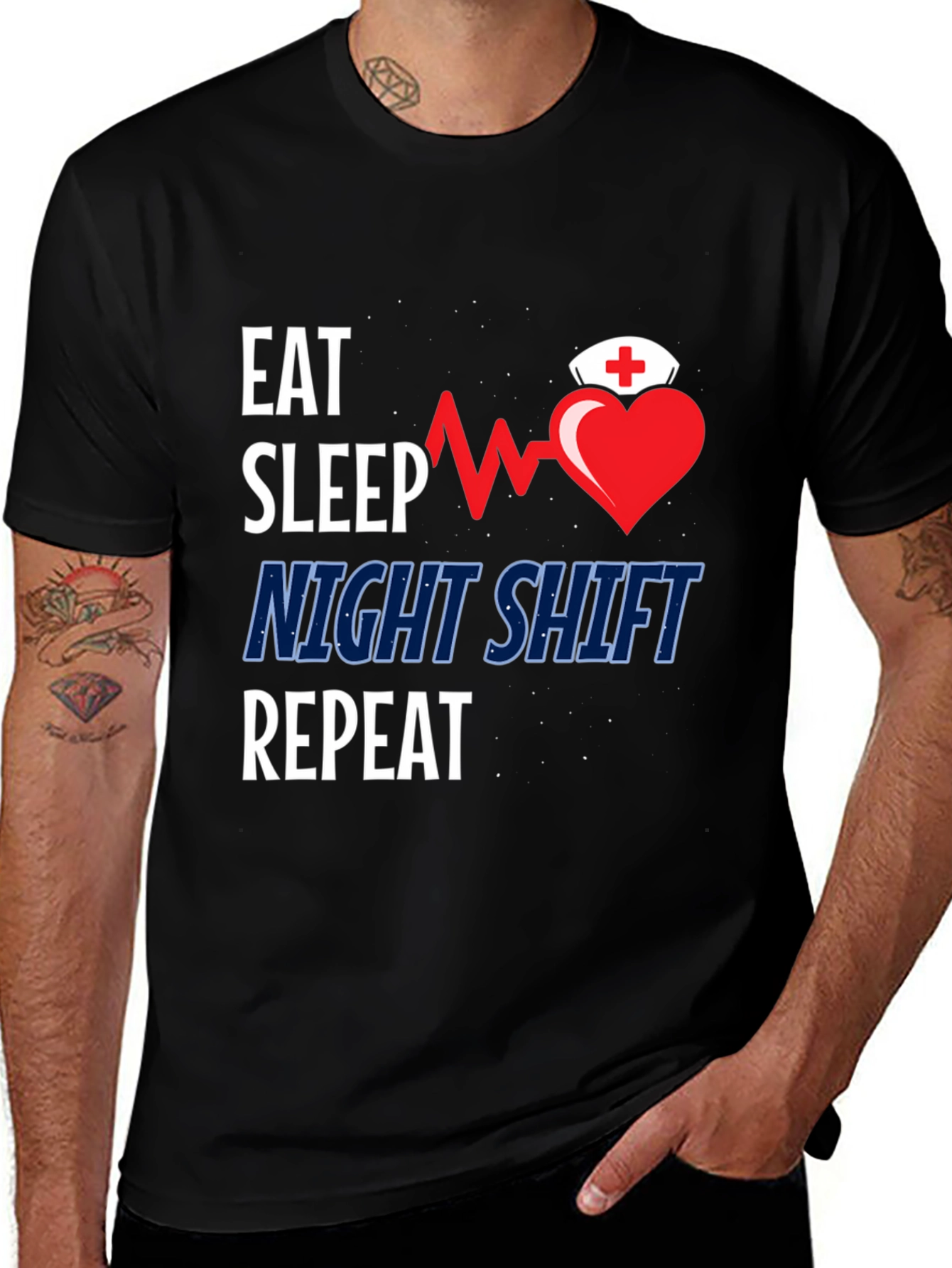 Variant 25 of Eat Sleep Night Shift Repeat Graphic Tee