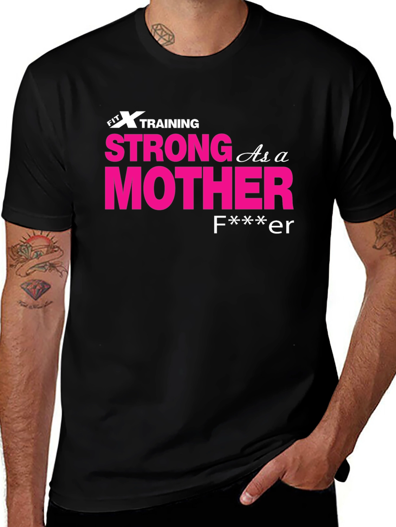 Variant 23 of Strong As A Mother T-Shirt - Black Crew Neck