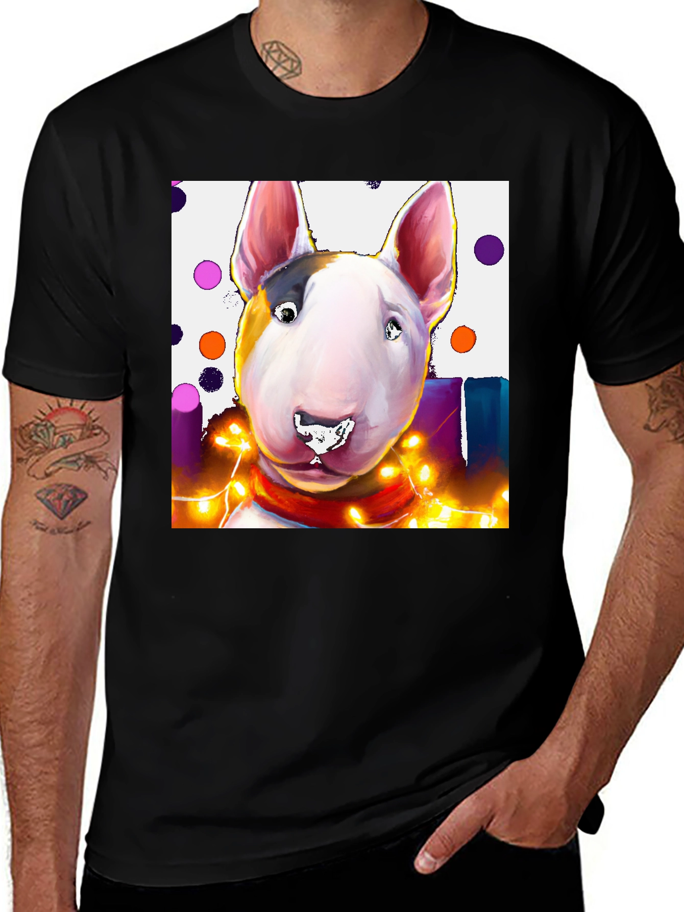 Dog T-Shirt - Bull Terrier Festive Design