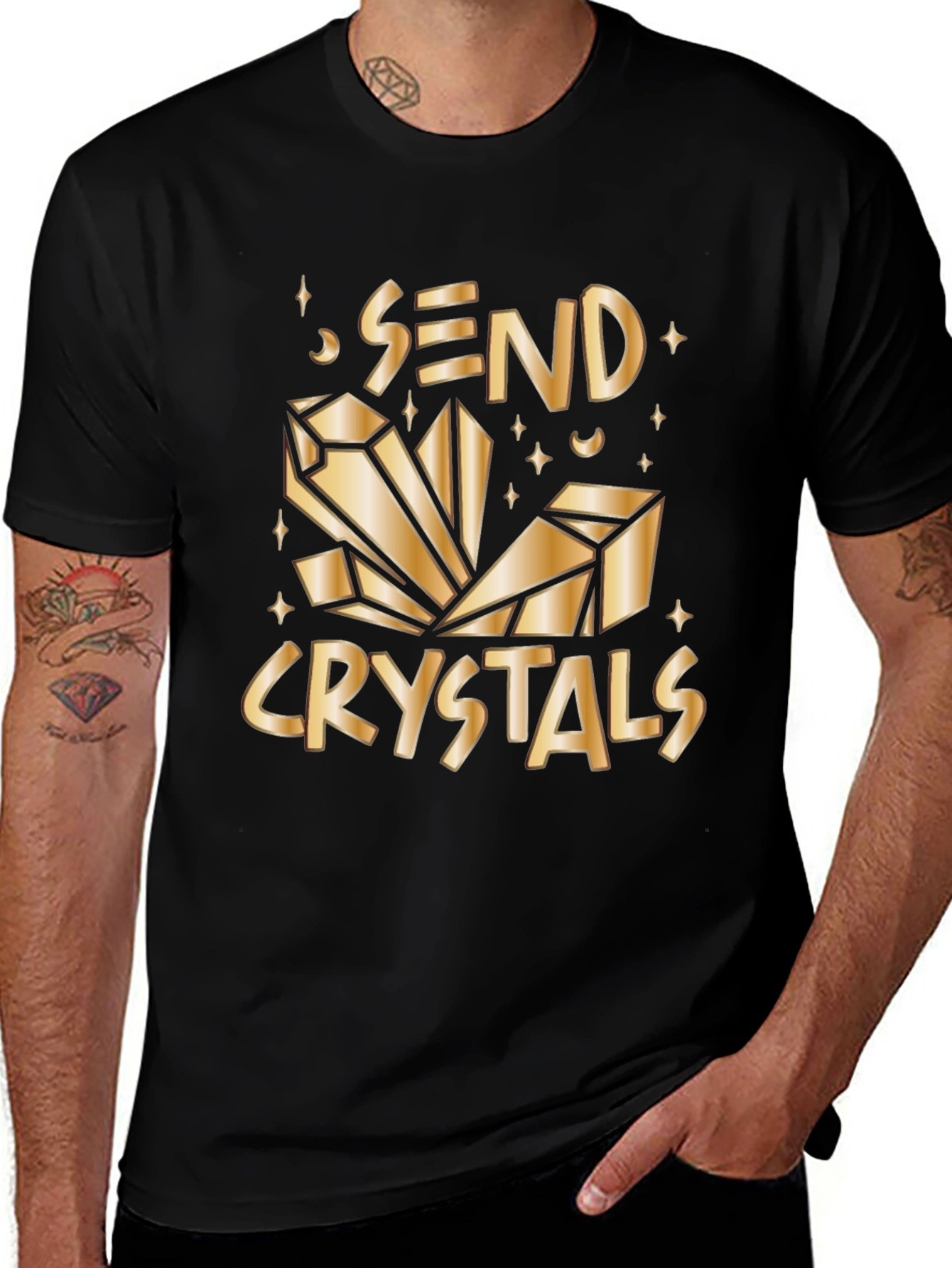 Variant 30 of Send Crystals Graphic Tee - Black Cotton T-Shirt