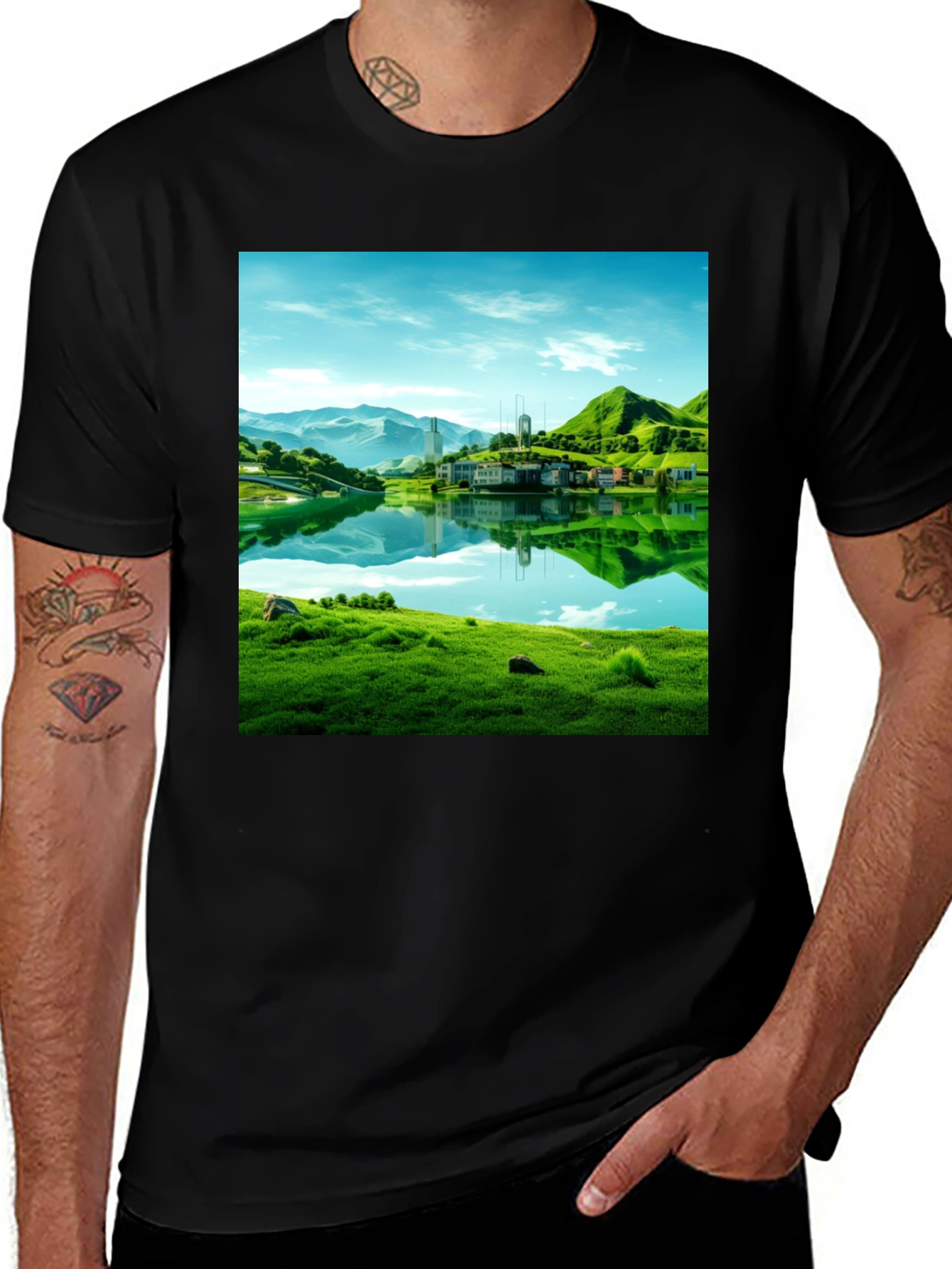 Variant 12 of Lake View Graphic Tee - Nature Inspired Print