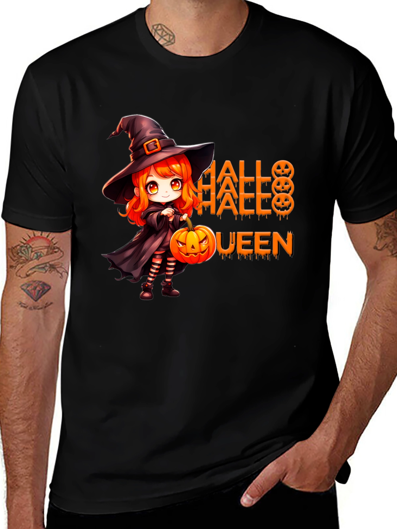 Halloween Queen Black T-Shirt - Witch Design