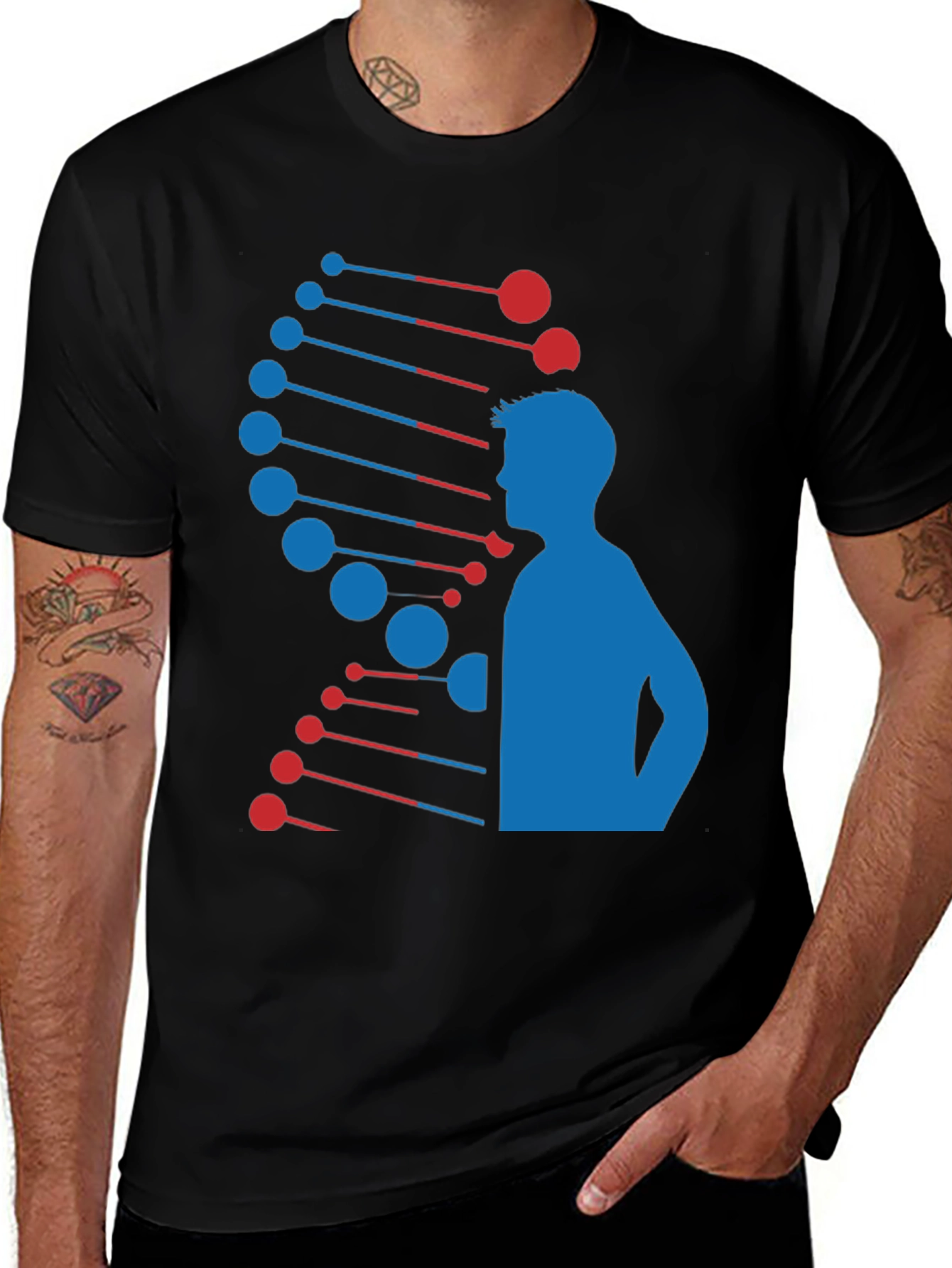 Variant 26 of DNA Man Graphic Tee - Black Cotton Blend T-Shirt
