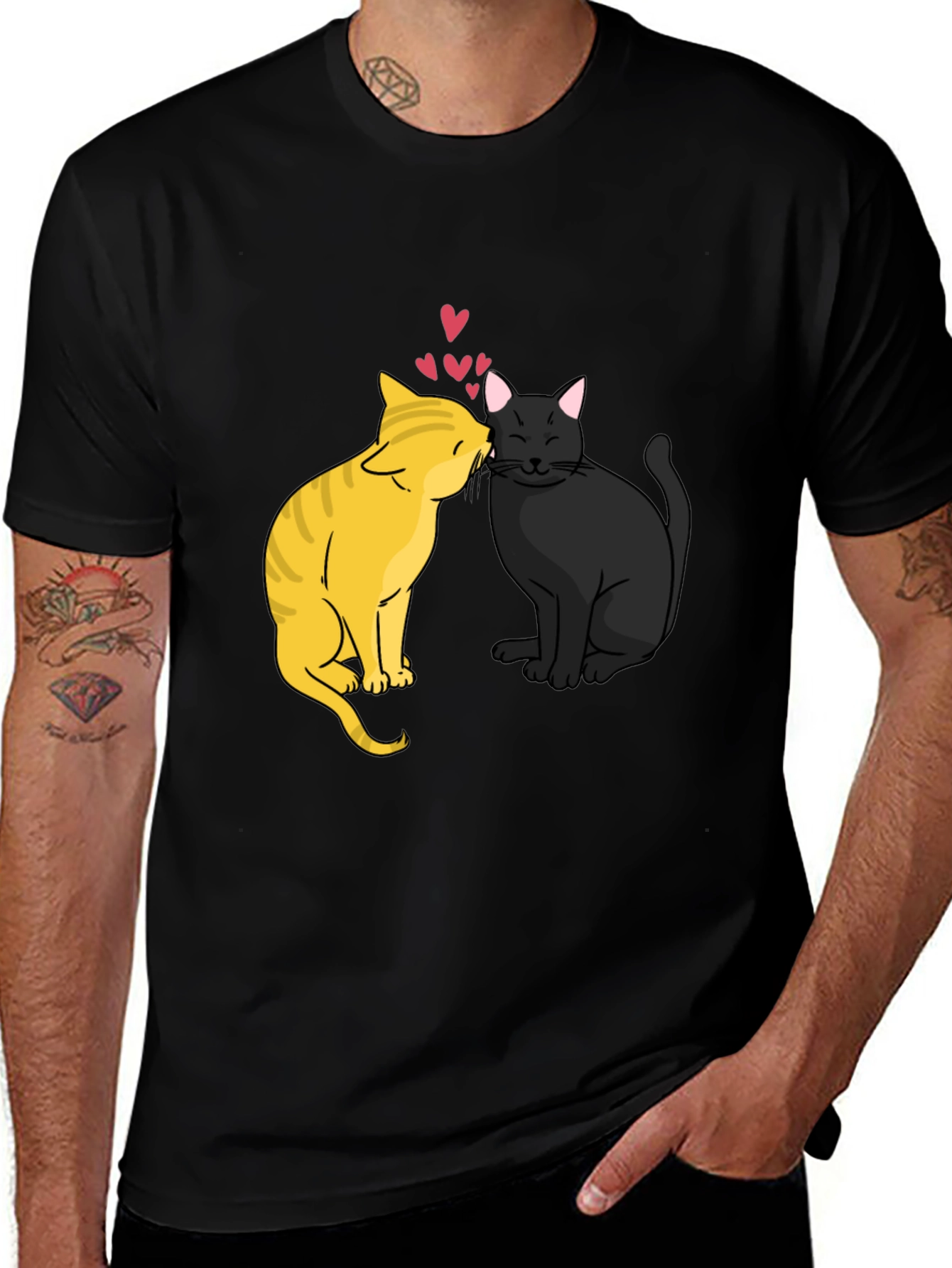 Variant 16 of Cats in Love Graphic Tee - Black