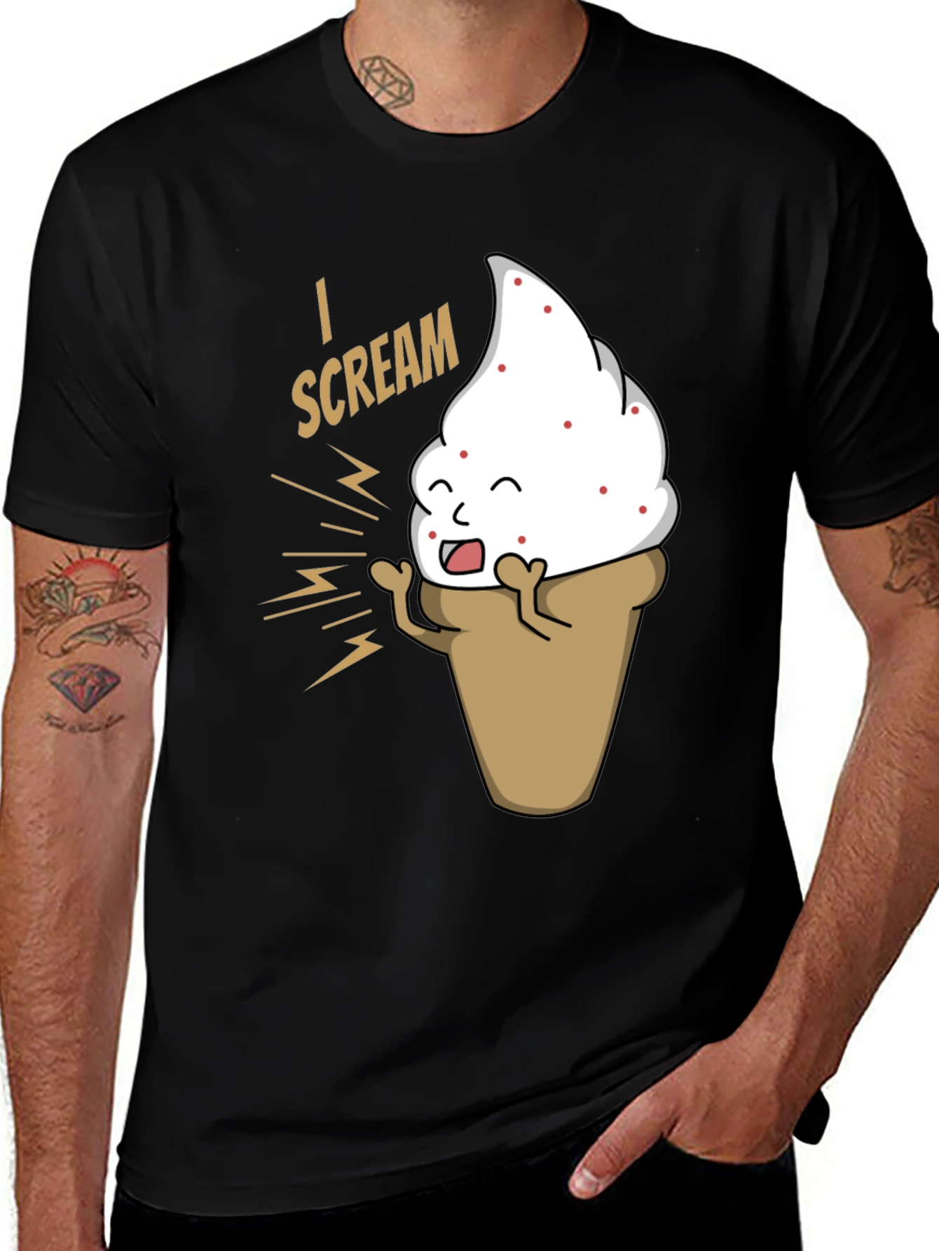 Variant 9 of I Scream T-Shirt - Humorous Cartoon Ice Cream Cone Tee